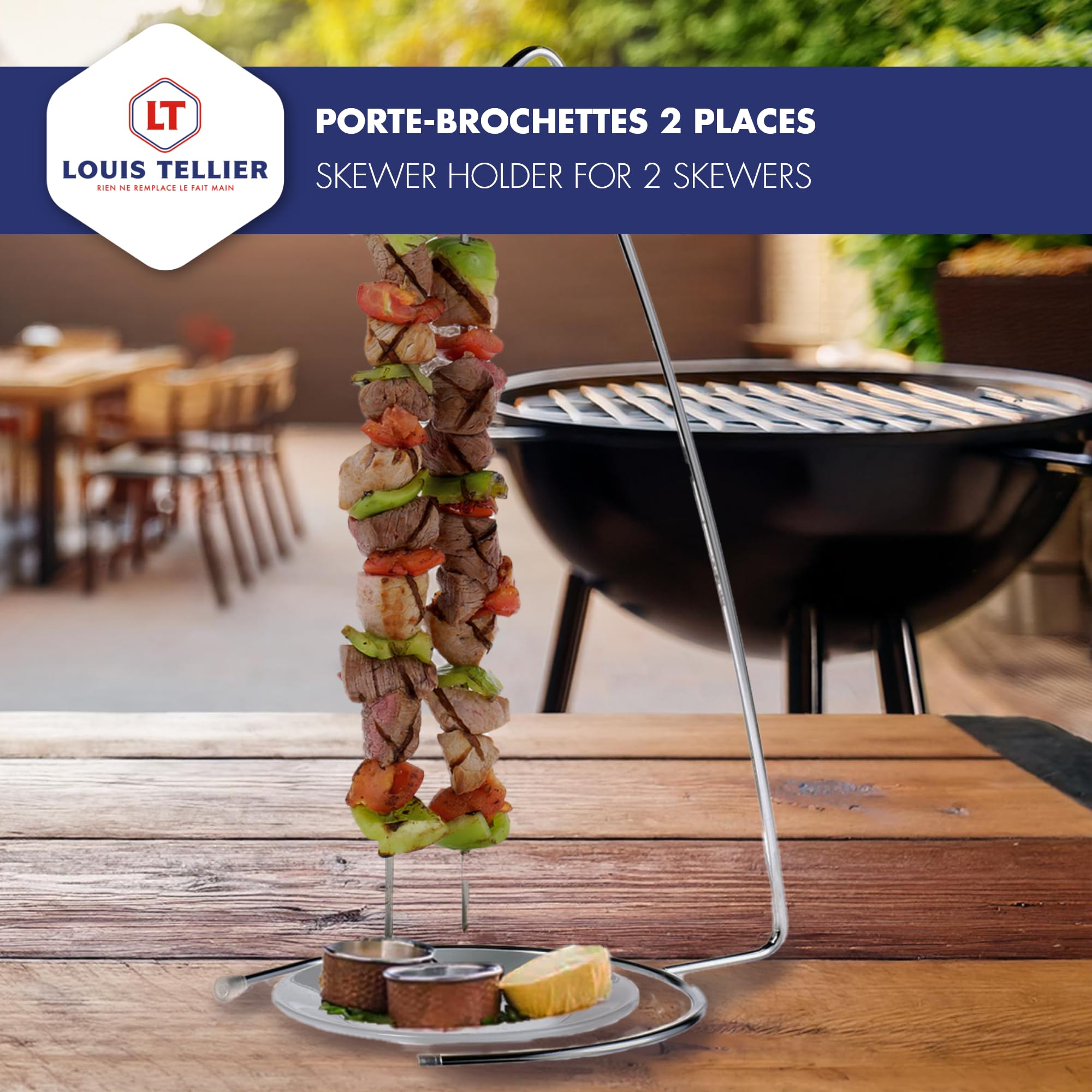 Louis Tellier - Porte-Brochettes 2 Places en INOX - pour Présentation et Flambage - Qualité Supérieure - Marque Française