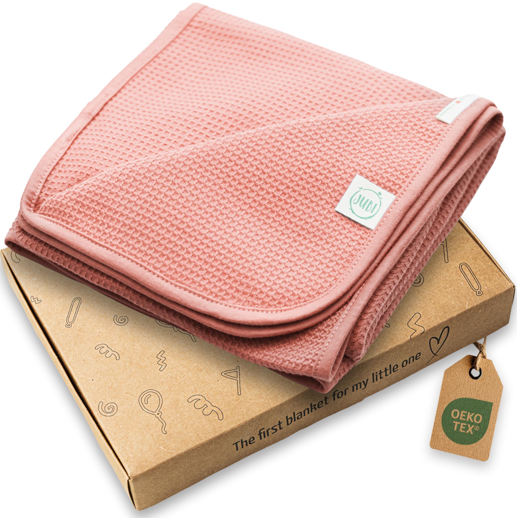 Jubi® Babydecke 100% Baumwolle 70 * 100 cm – weiche Decke für Neugeborene – Kuschelige Babydecke für Kinderwagen & Bett – Oeko-Tex Zertifiziert –Schönes Geschenk zur Geburt (Rosa)