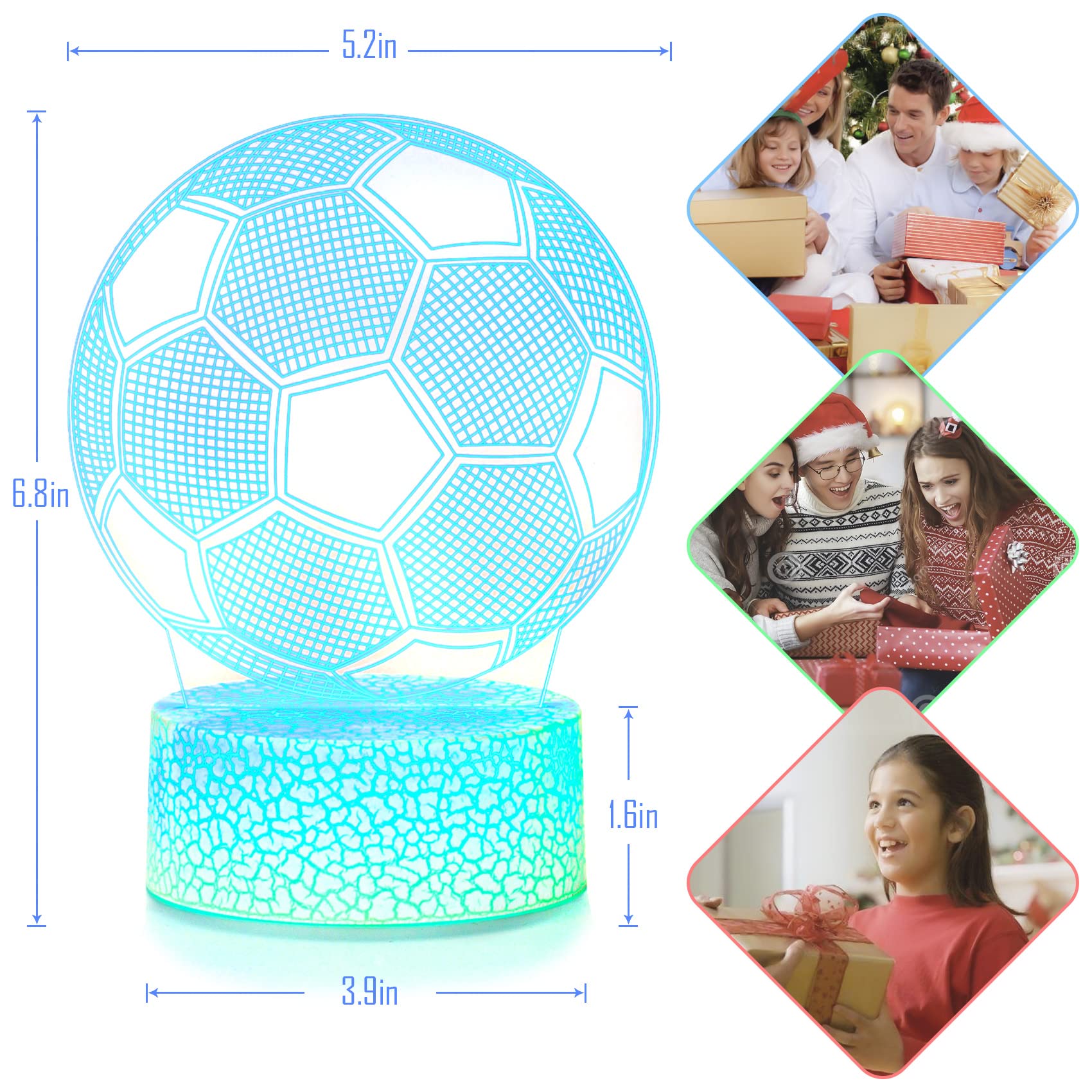 Luci Notturna 3D, Lampada del Buonumore tattile in Acrilico a Illusione Ottica a LED con Telecomando, Regali Giocattolo per Bambini Ragazzi Uomini Donne, 16 Colori che Cambiano per l'arredamento Della