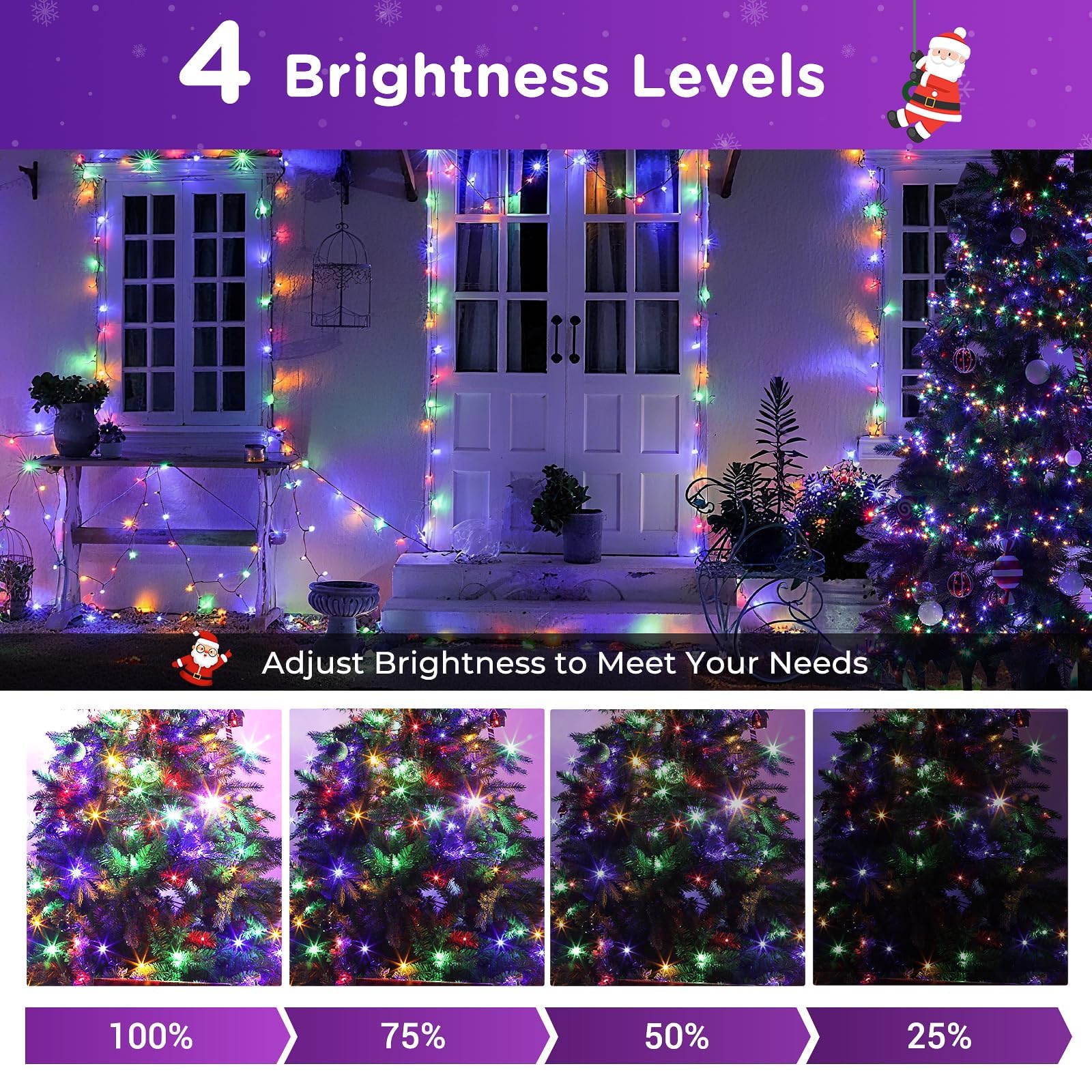 GlobaLink Weihnachts-Lichterkette 100M 1000LED warmweiß/bunt | 11 Modi, dimmbar, mit Fernbedienung und Timer, für Weihnachtsbaum und Dekoration