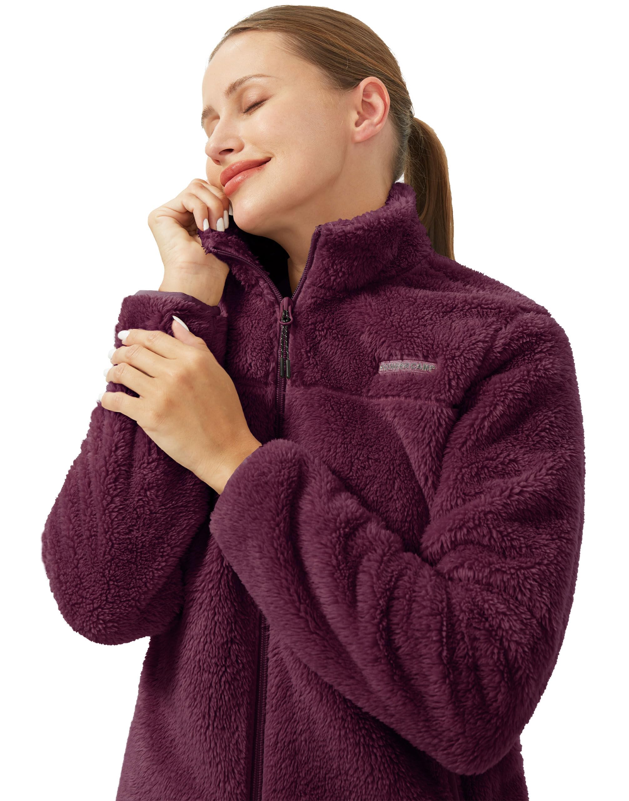 Pioneer Camp Veste polaire pelucheuse légère avec fermeture éclair intégrale pour femme, manteau en polaire chaude et douce pour printemps, automne, hiver
