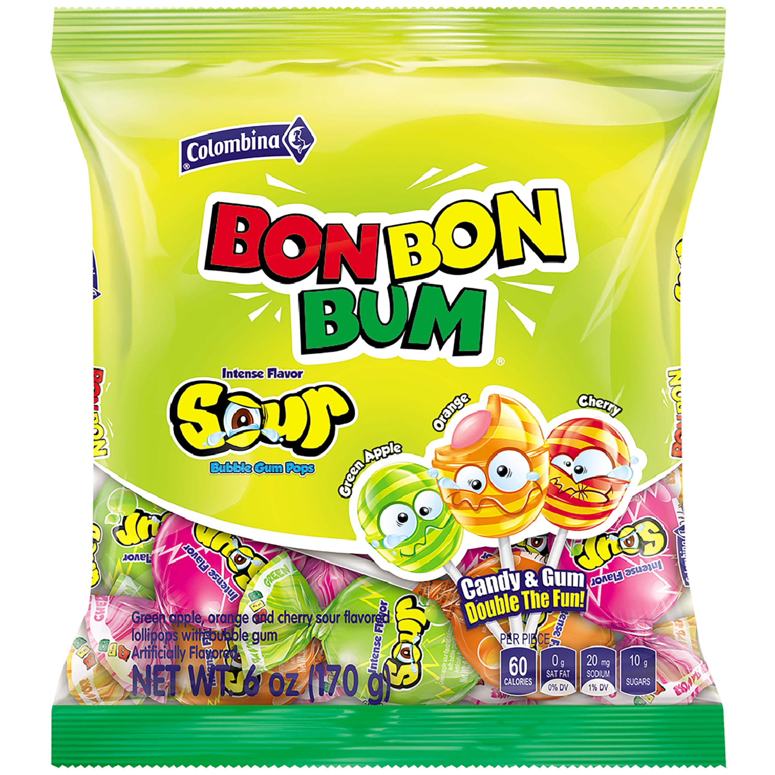BonBon ((( ⭐ 92&91 Amazon.com : Colombina Bon Bon Bum Intense Sour Lollipops