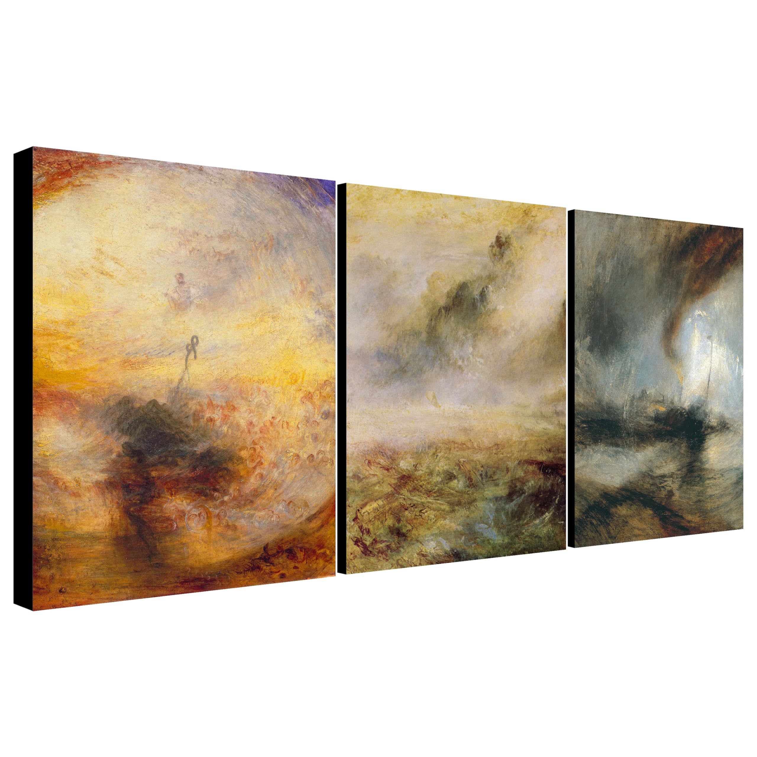 Seascape Storms - Set of 3 prints by J.M.W. Turner - Wrapped Framed Canvas Wall Art - Various Sizes (A1 [81cm x 61cm])