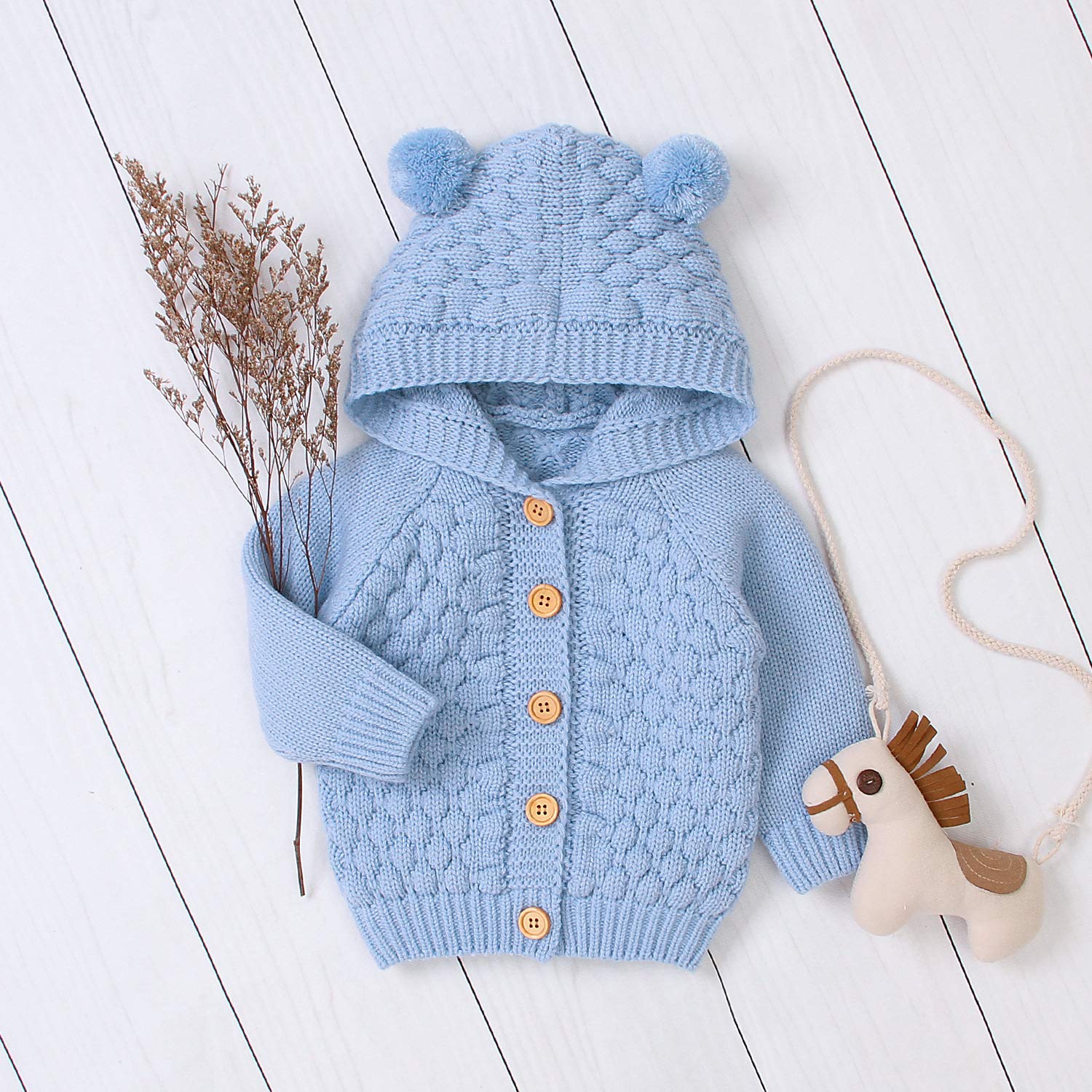 Verve Jelly Toddler Infant Girls Boys Cute Bear Ear Knit Maglione con cappuccio Cartoon Cardigan Coat Jacket Outwear