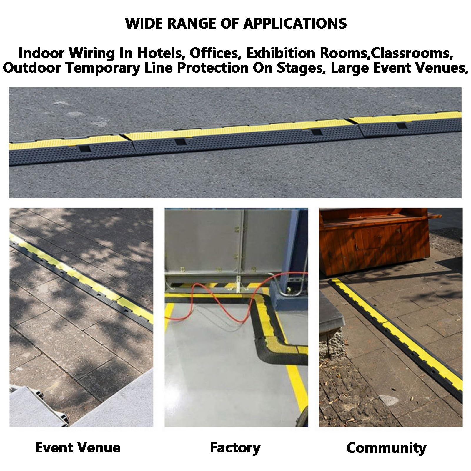 Heavy Duty Speed Bumps per vialetto, parcheggio, strada, protezione cavi in gomma, 100 x 35 x 6,5 cm