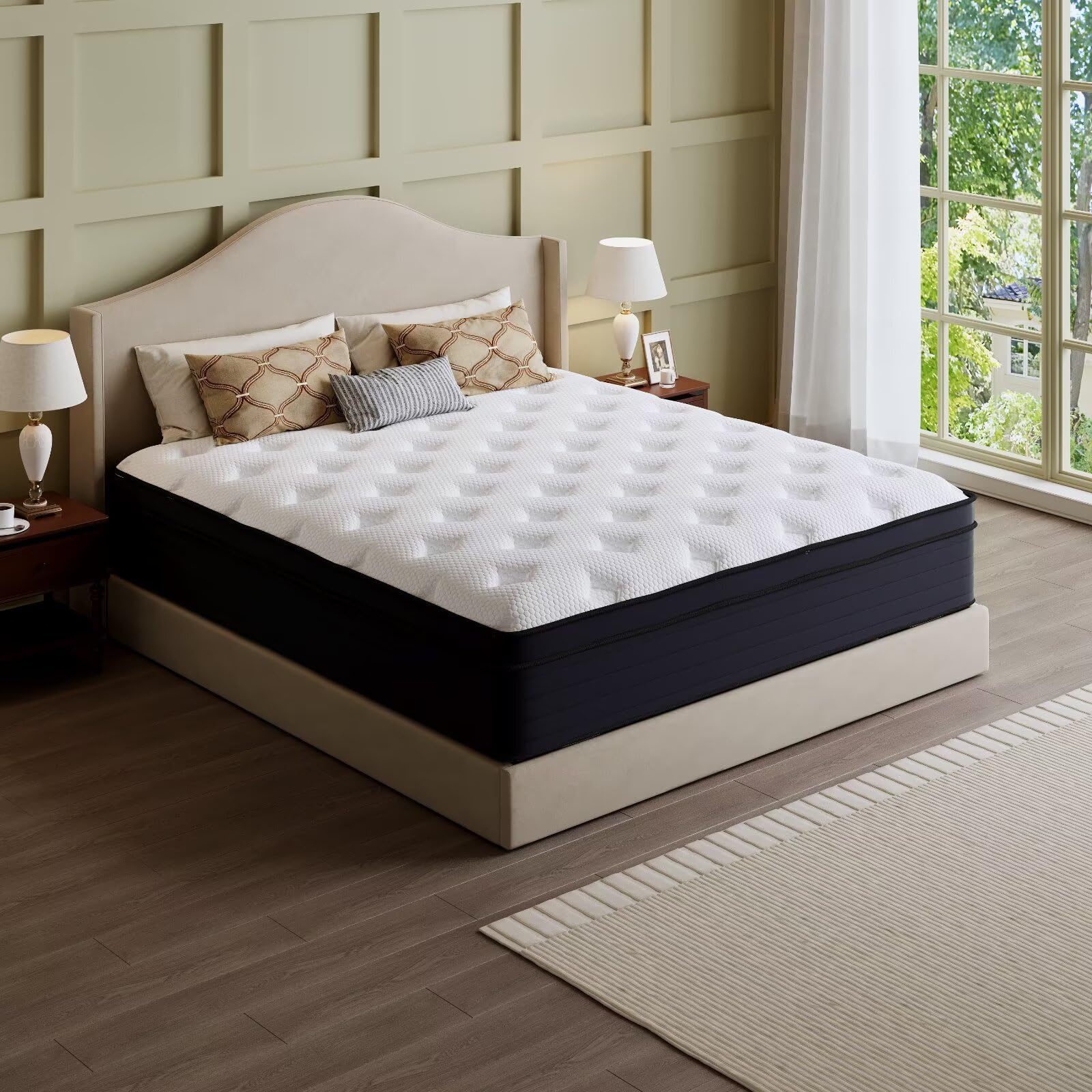 RWAEZYBLUX Full Size Mattress, 12 Inch Hybrid Bed in a Box, Green Tea & Cooling Gel Memory Foam, CertiPUR-US Certified, Pressure Relief for Back Pain,