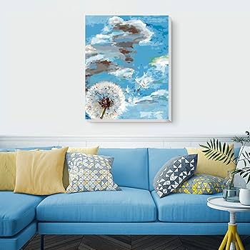 油彩　たんぽぽ Amazon.co.jp: テクスチャオブドリームス タンポポ抽象 16x20