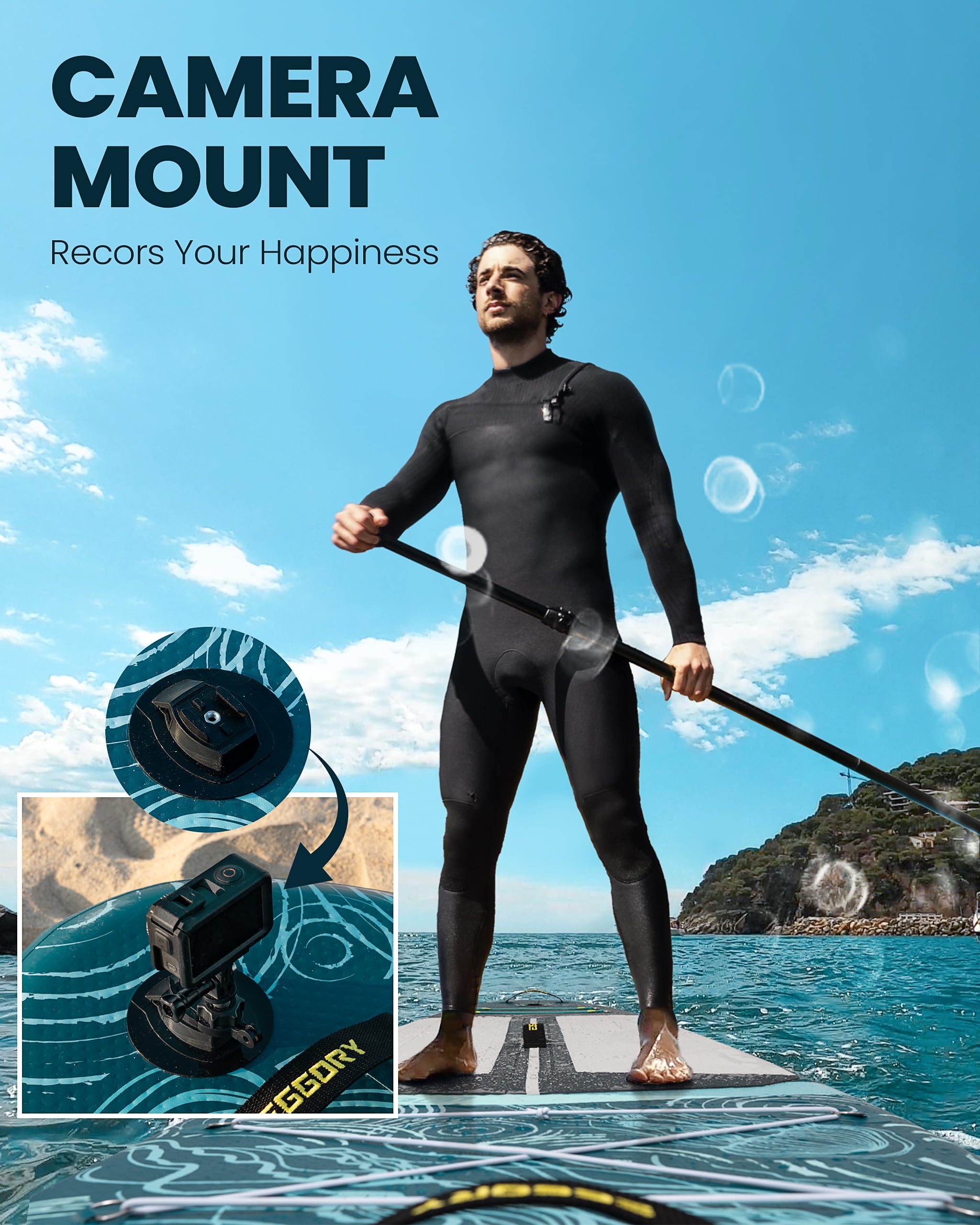 Tabla de Remo Inflable, Tabla de Surf de Remo Extra Ancha, Tabla de Surf con Aleta extraíble, Remo Flotante, Bomba de Mano, Bolsa Impermeable, Tabla de Viaje