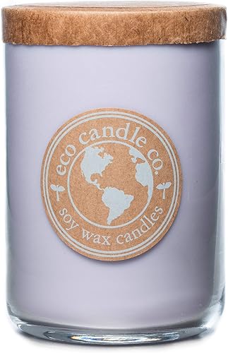 Vista 24 de Eco Candle Co. Vela reciclada, eucalipto y menta, 26 onzas. Aromas de eucalipto, menta verde y menta - 100% cera de soja, sin plomo, etiqueta y tapa
