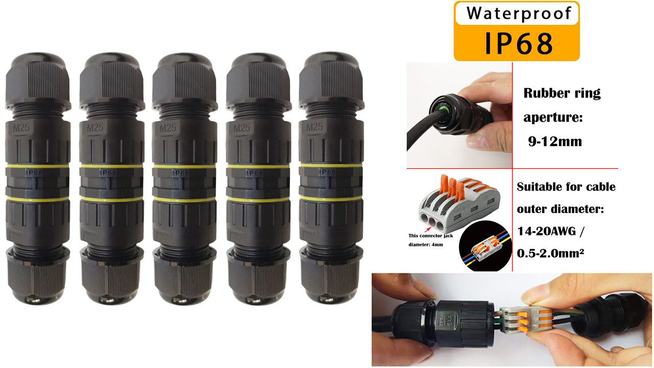 Scatola Di Giunzione Esterna IP68 Impermeabile - 3 Vie, Per Cavi 6-11 Mm, Con Attacco Rapido M25 (2 Pezzi) - Foto 12