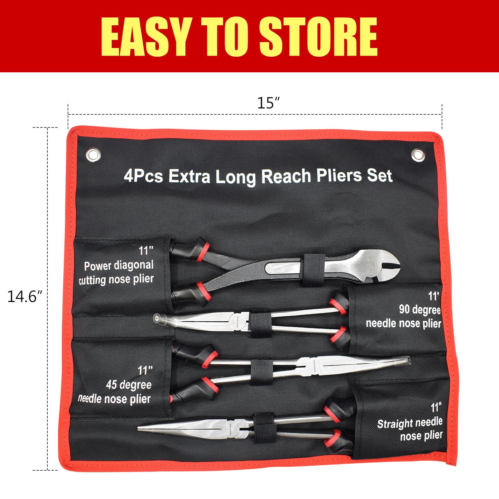 Pliers Set 5 Piece 11 Inch Long Reach Long Nose Pliers Long Needle Nose ...