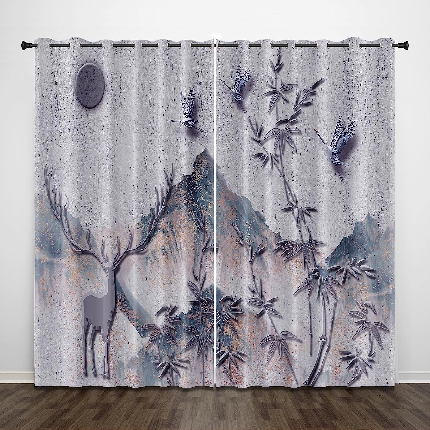 Rideau phonique en polyester occultant imprimé paysage 3D