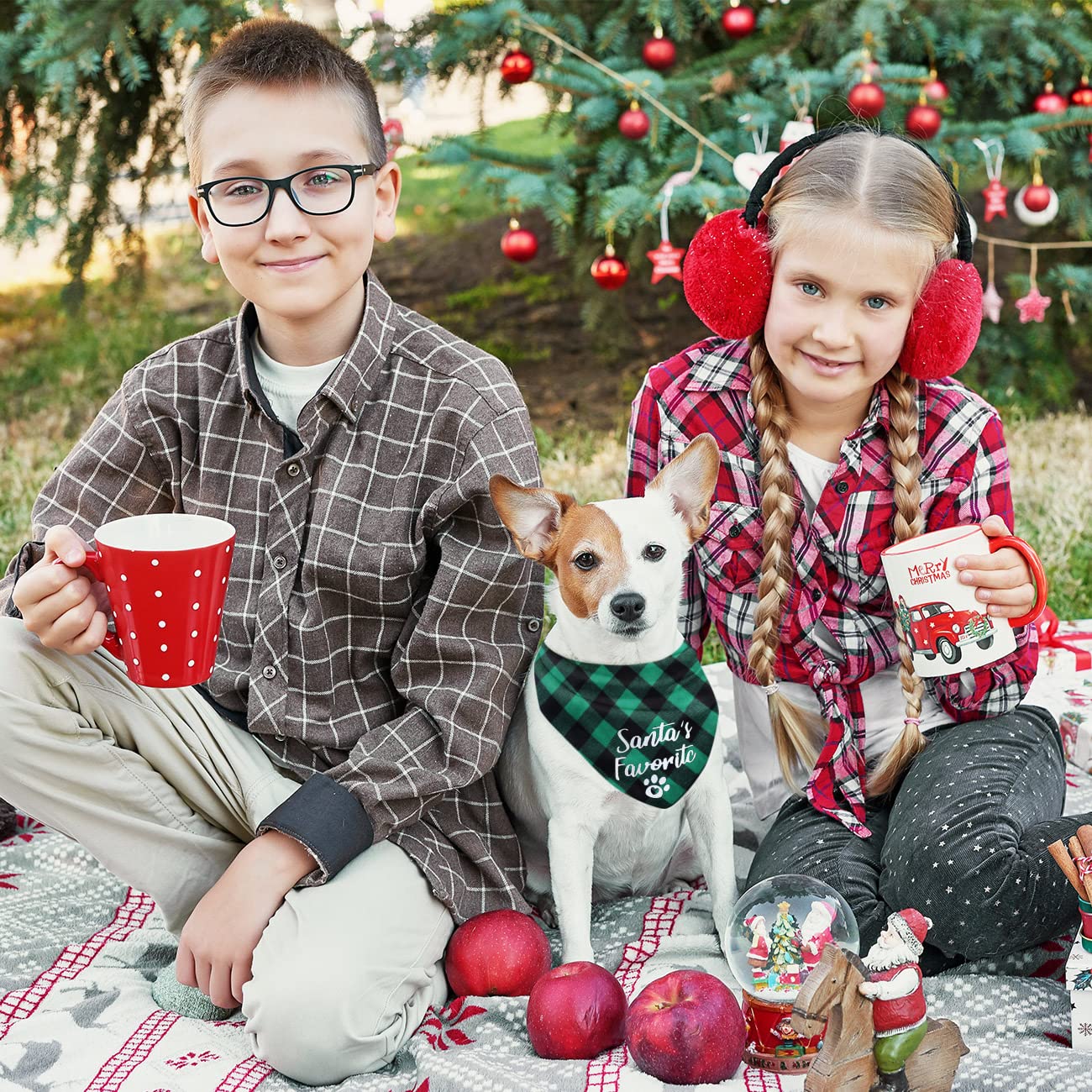 Weihnachts-Hundehalstücher – 2 Stück, Verstellbar, Weich, Mit Festlichem Design