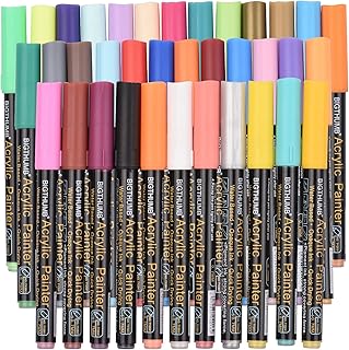 Kiboule Canetas Marcadoras de Tinta Acrílica BIGTHUMB 12 Cores Vibrantes Conjunto de Pintor Acrílico Cor Brilhante Secagem Rápida Não Tóxico Canetas de Pintura à Base de Água para Pedra Pedra Metal Vidro