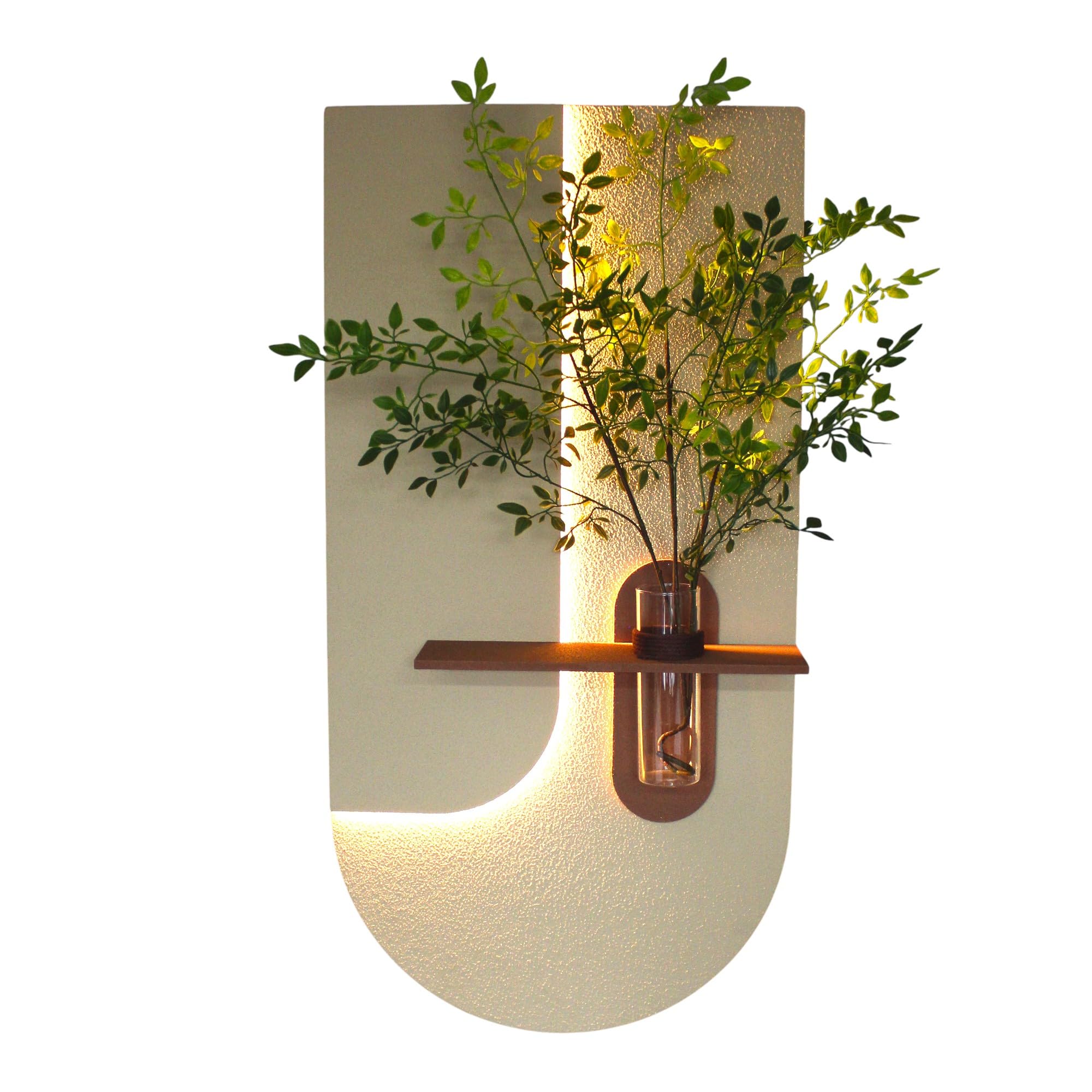 Arnusa WD001 - Quadro da parete 3D con illuminazione a LED e vaso di vetro decorativo, decorazione da parete, 100 x 50 cm