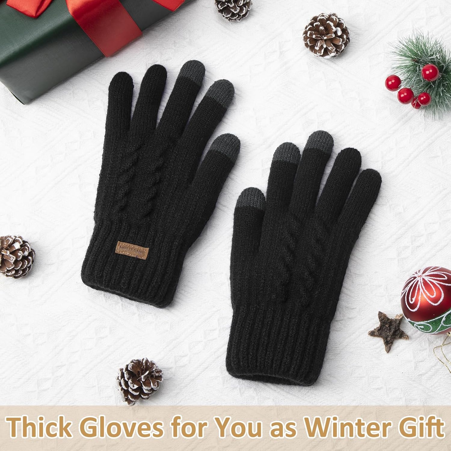 Womens Winter Gloves Cold Weather Warm Knit Touchscreen Fingers Elastic Cuff Soft Lining Thermal Dual Layer Glove - Image 7