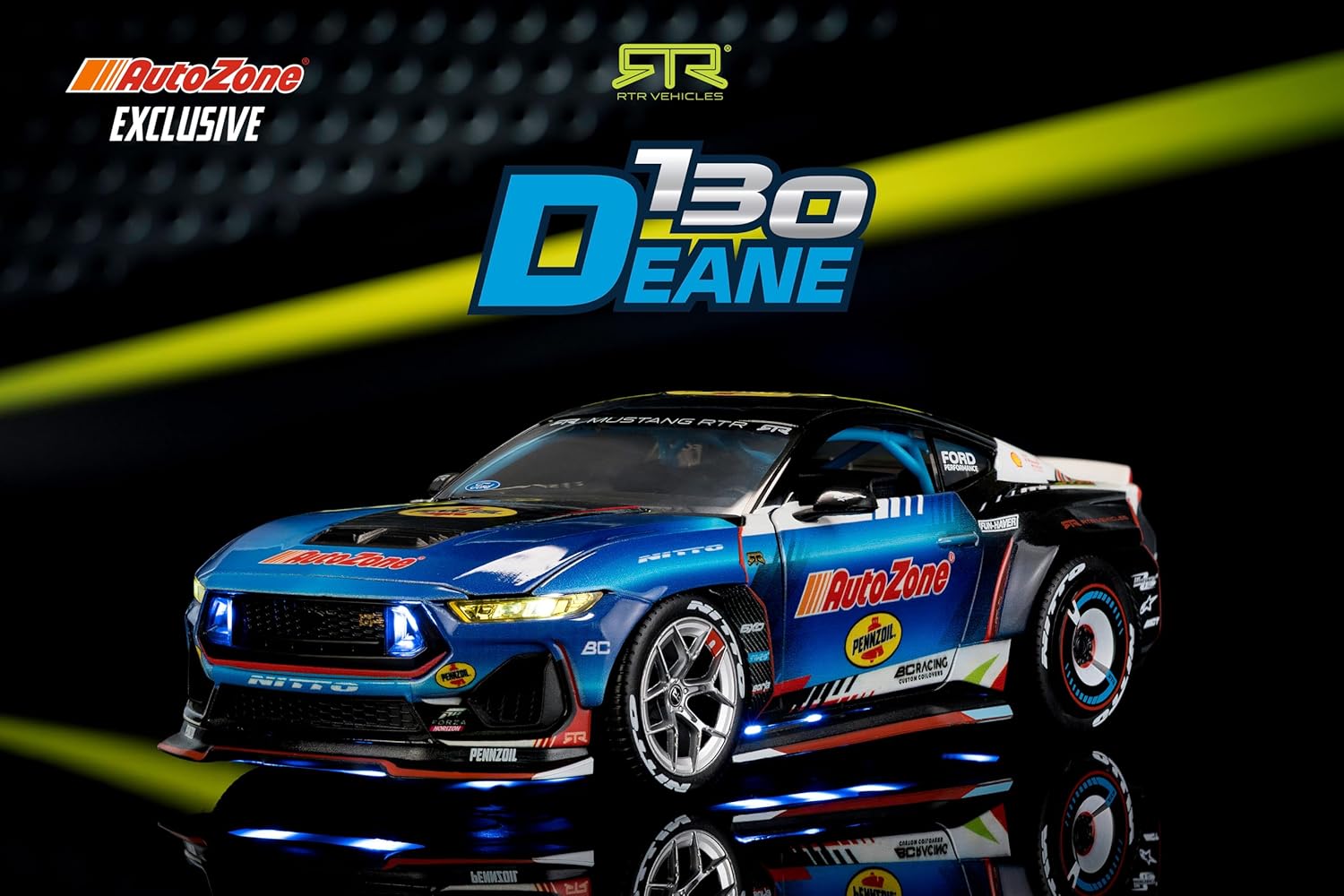 Jada Toys AutoZone 2025 Ford Mustang RTR 130 James Dean Die-Cast Car 1:24 Scale – Wide-Body Styling, Collector Display Model