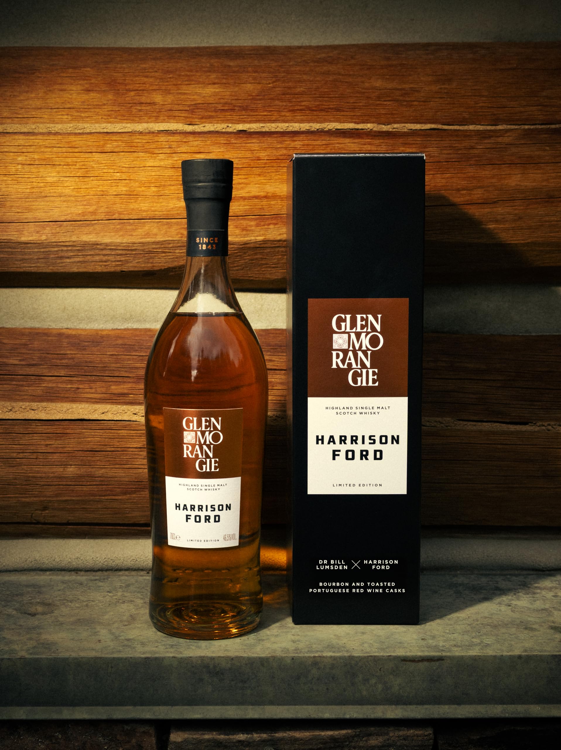 Glenmorangie Harrison Ford Limited Edition Single Malt Scotch Whisky, 46.5%, Bourbon und Portugiesische Rotweinfässer, Nicht Kühlfiltriert