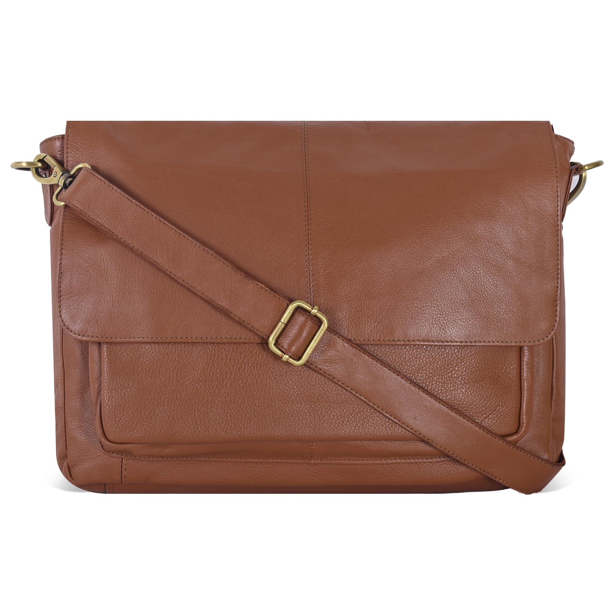 Oak Leathers Leather Messenger Bag for Men and Women - Laptop Briefcase Bag For College, Office, Adjustable Shoulder Strap