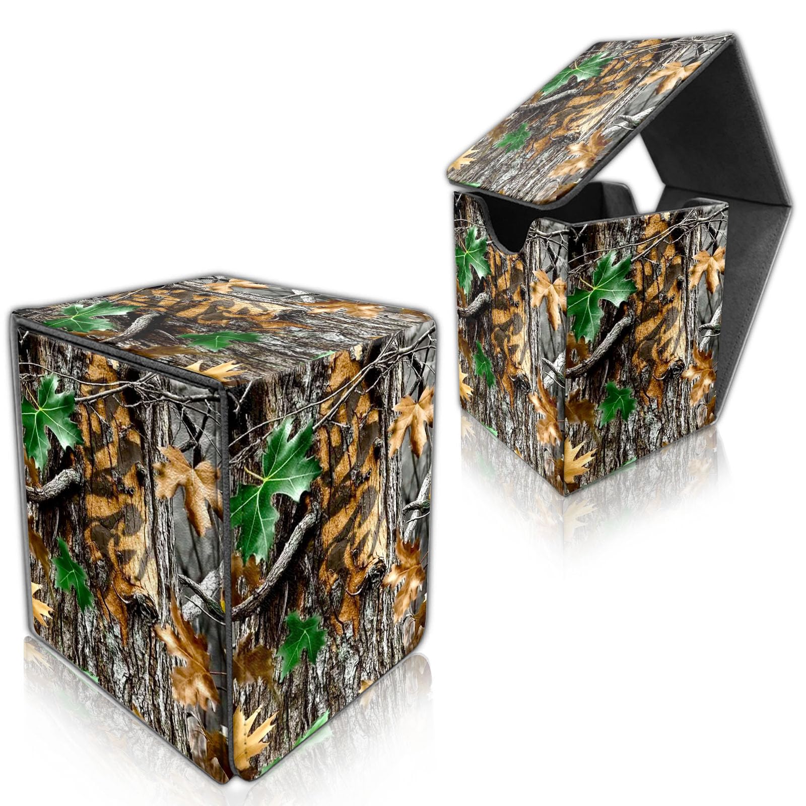 DISUOFEART for MTG Deck Box, Trading Card Storage Case Holds 100+ Sleeved Cards, Camouflage on Tree Bark Magnetic Closure Durable Deck Holder for Magic The Gathering, TCG & Commander