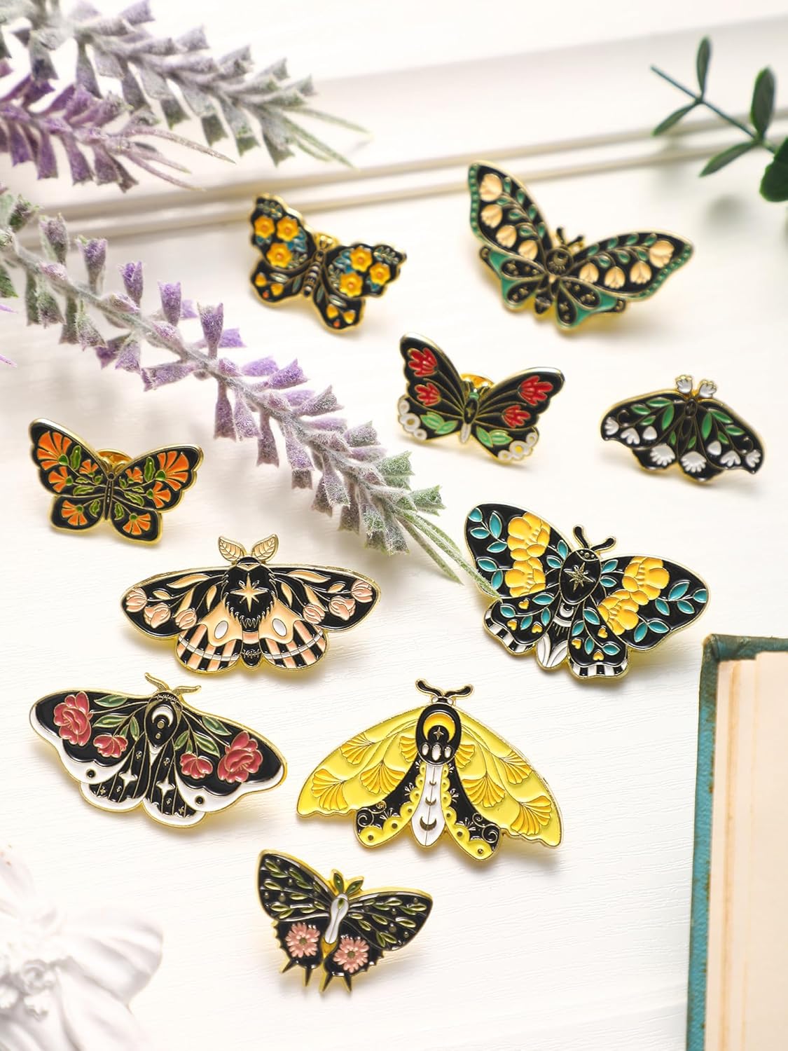 Janinka 10 Pcs Butterfly Enamel Pins Set Cute Enamel Backpack Lapel Pin Cool Horror Brooches for Steampunk Badge Jewelry - Image 3
