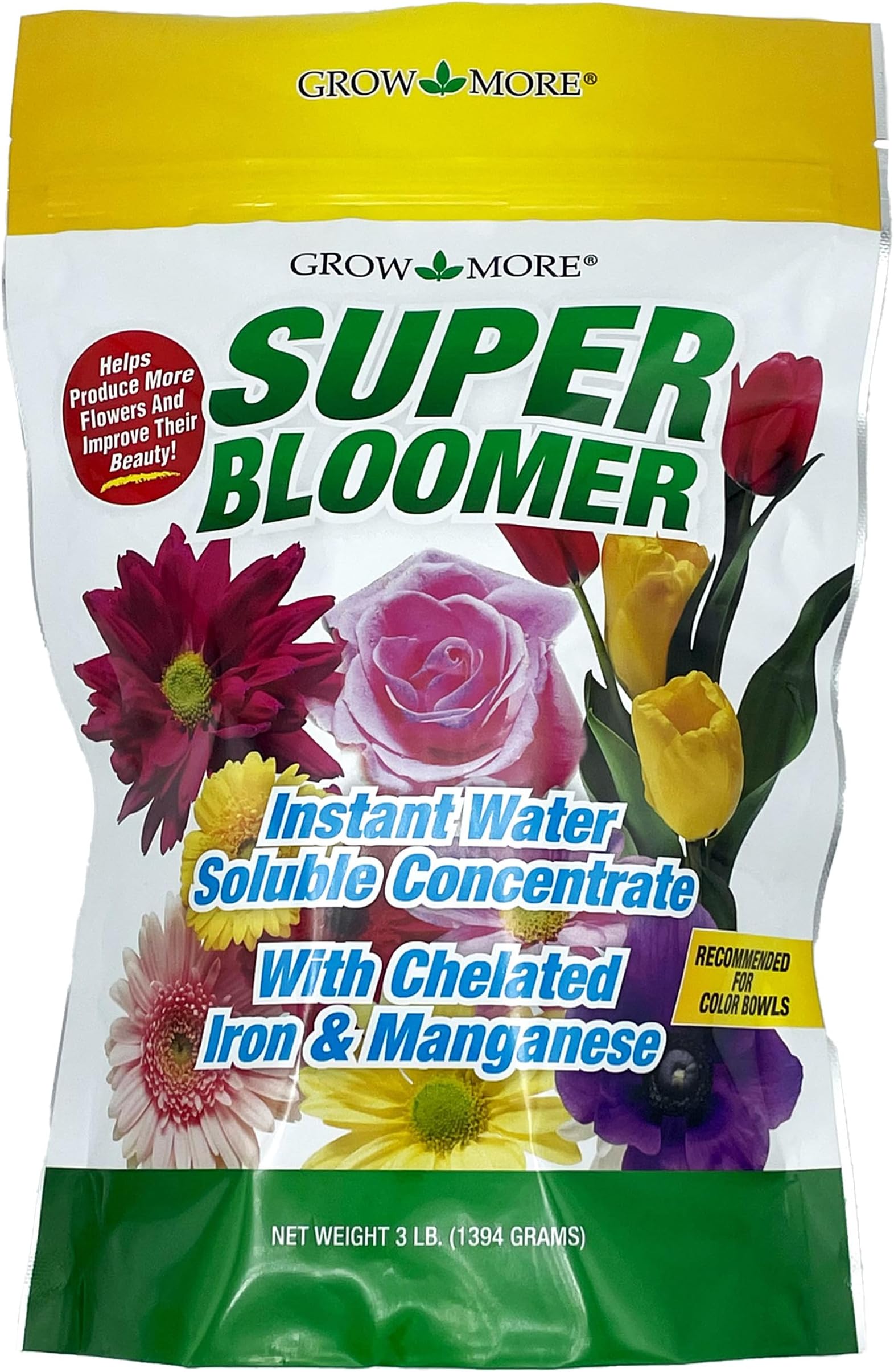 Super Bloomer 15-30-15 Fertilizer - 3lbs of Flower Fertilizer Bloom Booster for More Colorful Blooms & Blossoms - Flower Food for Flowers of All Types with Chelated Iron & Manganese