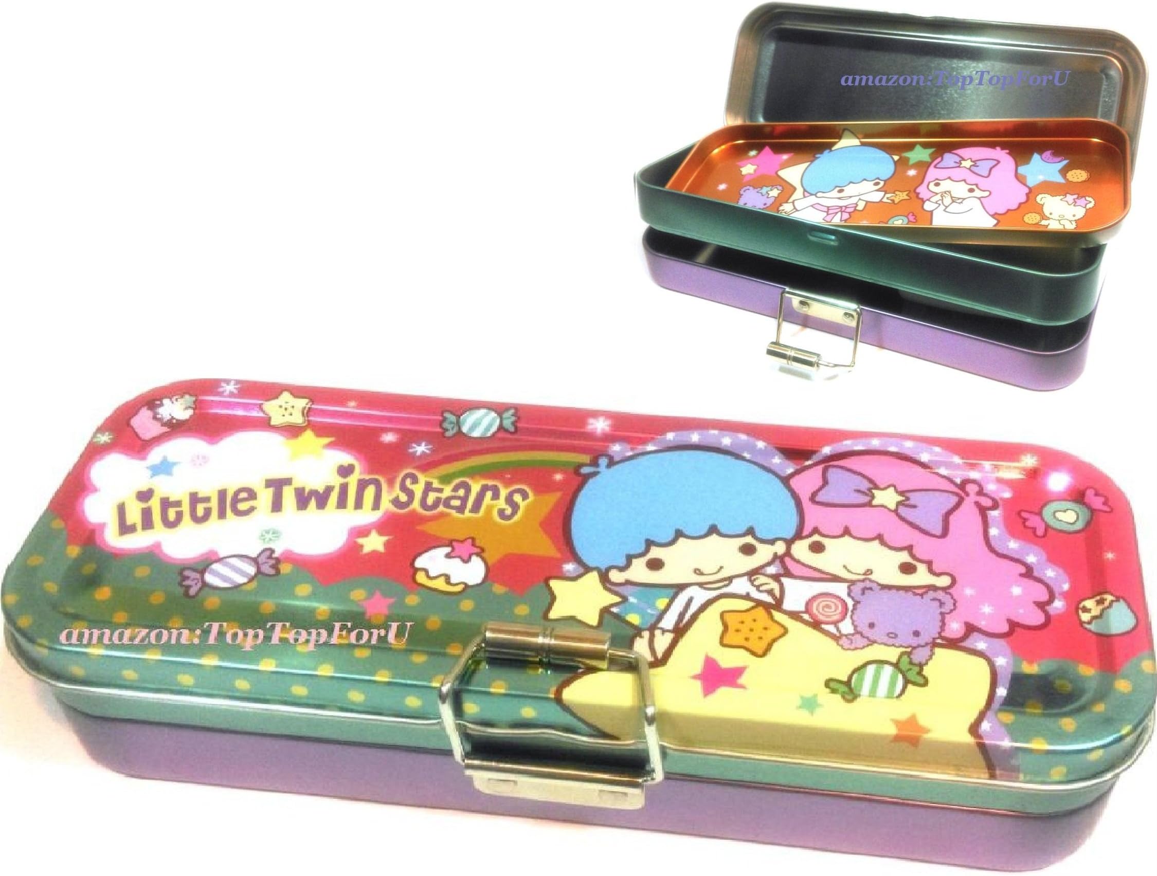 Authentic Sanrio Little Twin Stars Triple Pencil Case Metal Box