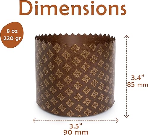 Miniatura 2 de Molde Kulich de 12 onzas para pan de Pascua Paska  12 piezas  Formas de pan de Pascua  Moldes de papel Panettone universales  Diseño marrón 4.33