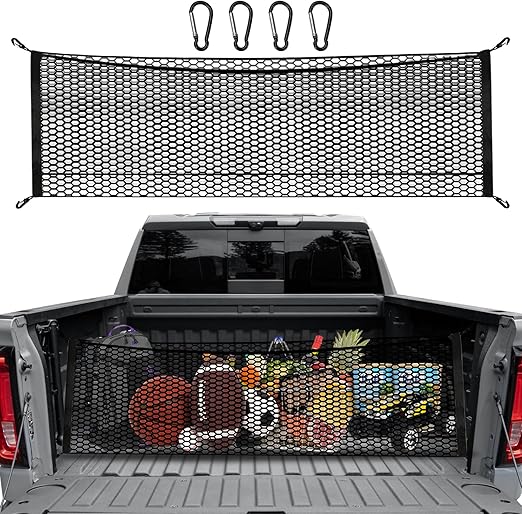 Truck Bed Cargo Net for Pickup Truck Bed - Premium Truck Bed Net for Trunk Organizers and Storage - Trunk Mesh Cargo Net for Chevrolet Silverado, FT150, GMC