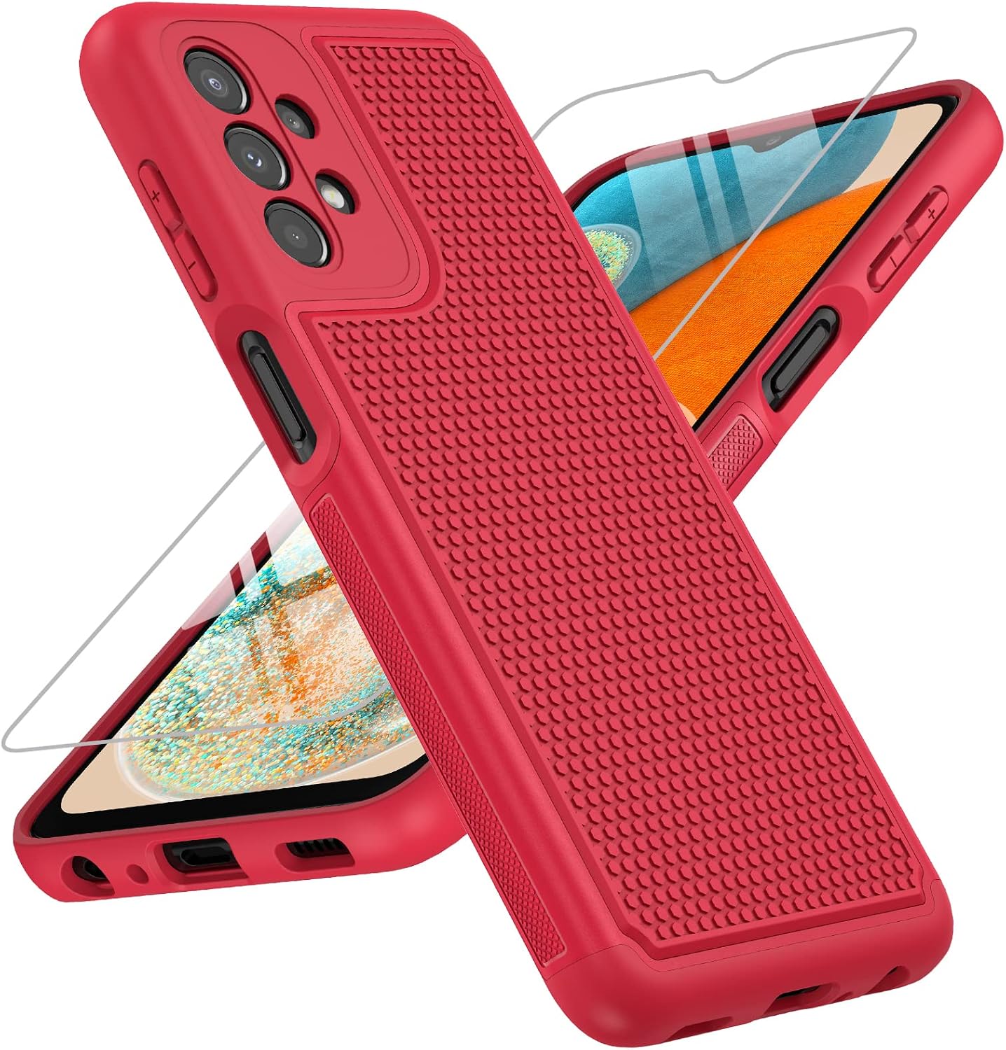 FNTCASE for Samsung Galaxy A23 5G Case: (Samsung Galaxy A23 4G LTE) Dual Layer Protective Heavy Duty Cell Phone Cover Shockproof Rugged with Non Slip Textured Back - Military Protection 6.6inch (Red)