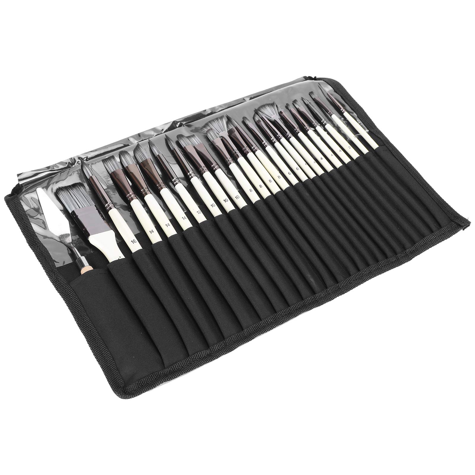 Juego de pinceles para arte acrílico acuarela blanca perla kit de 24 pinceles con estuche lona