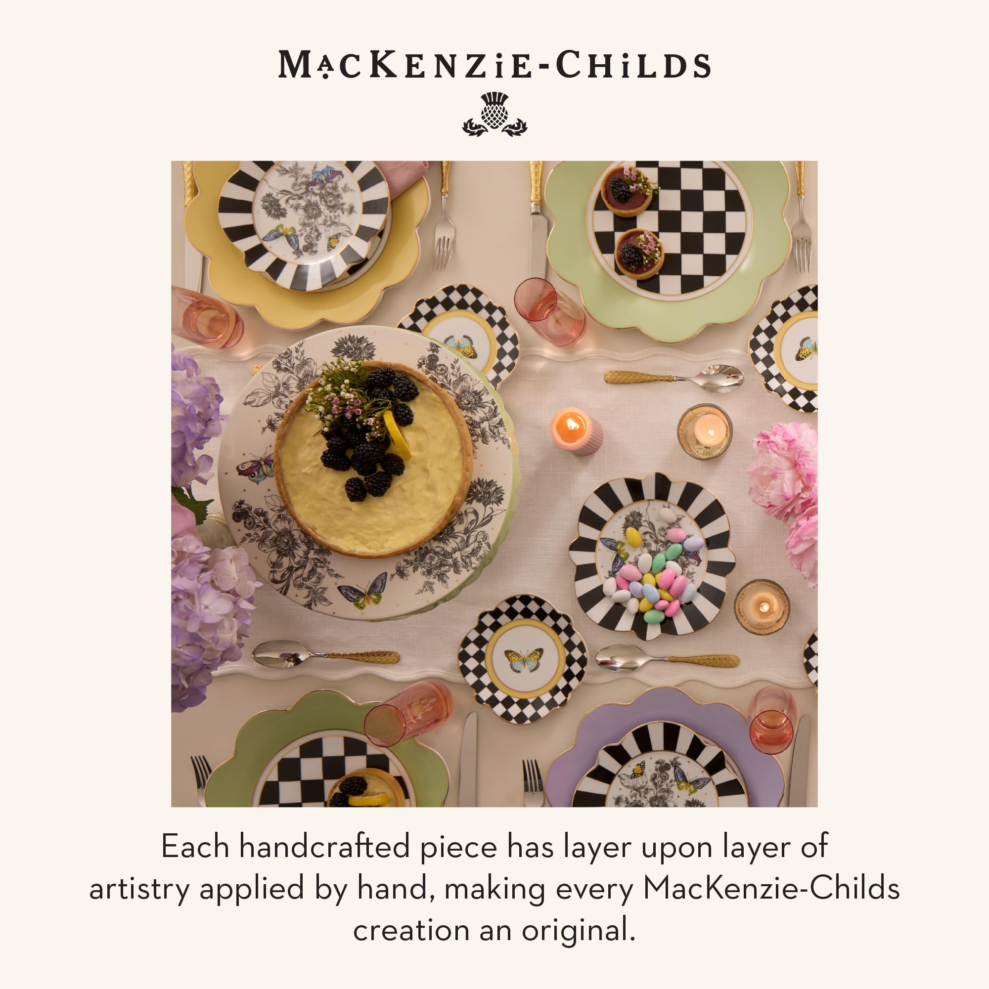Amazon.com | MACKENZIE-CHILDS Ceramic Pedestal Platter, Decorative