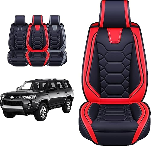 OASIS AUTO Fundas de asiento de ajuste personalizado para Toyota 4Runner 2010-2025, cojín protector de asiento de piel sintética, impermeable,