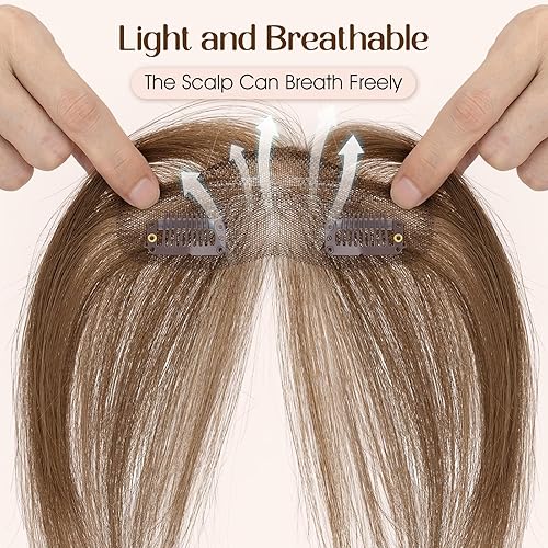 Vista 171 de Clip in Bang - Topper de cabello humano con flequillo de aire Wispy para mujer, extensiones de cabello con flequillo para uso diario, cubierta