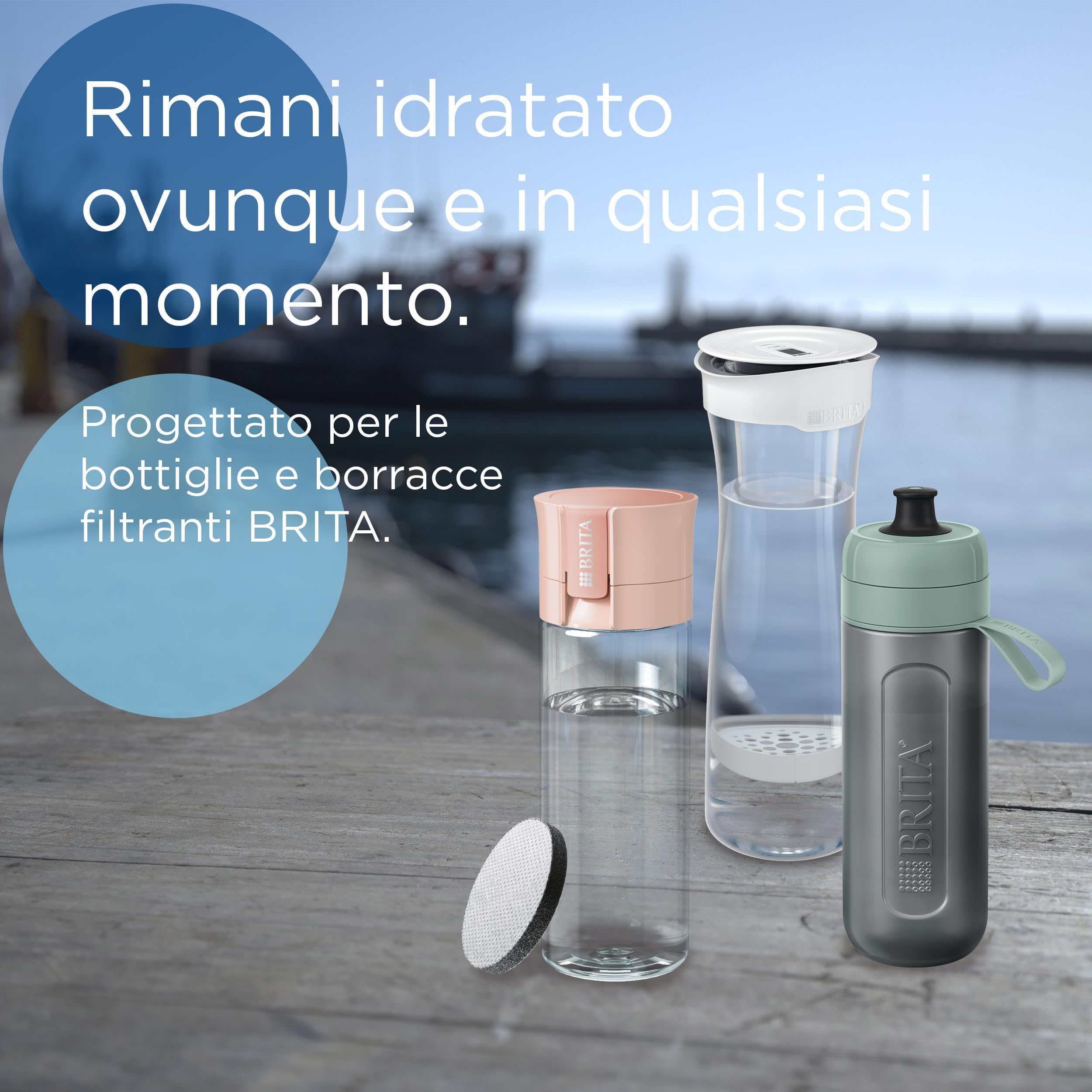 BRITA MicroDisc confezione da 3 - Dischi filtranti di ricambio per bottiglie e borracce filtranti BRITA: riducono PFAS, cloro, microparticelle e altre impurità