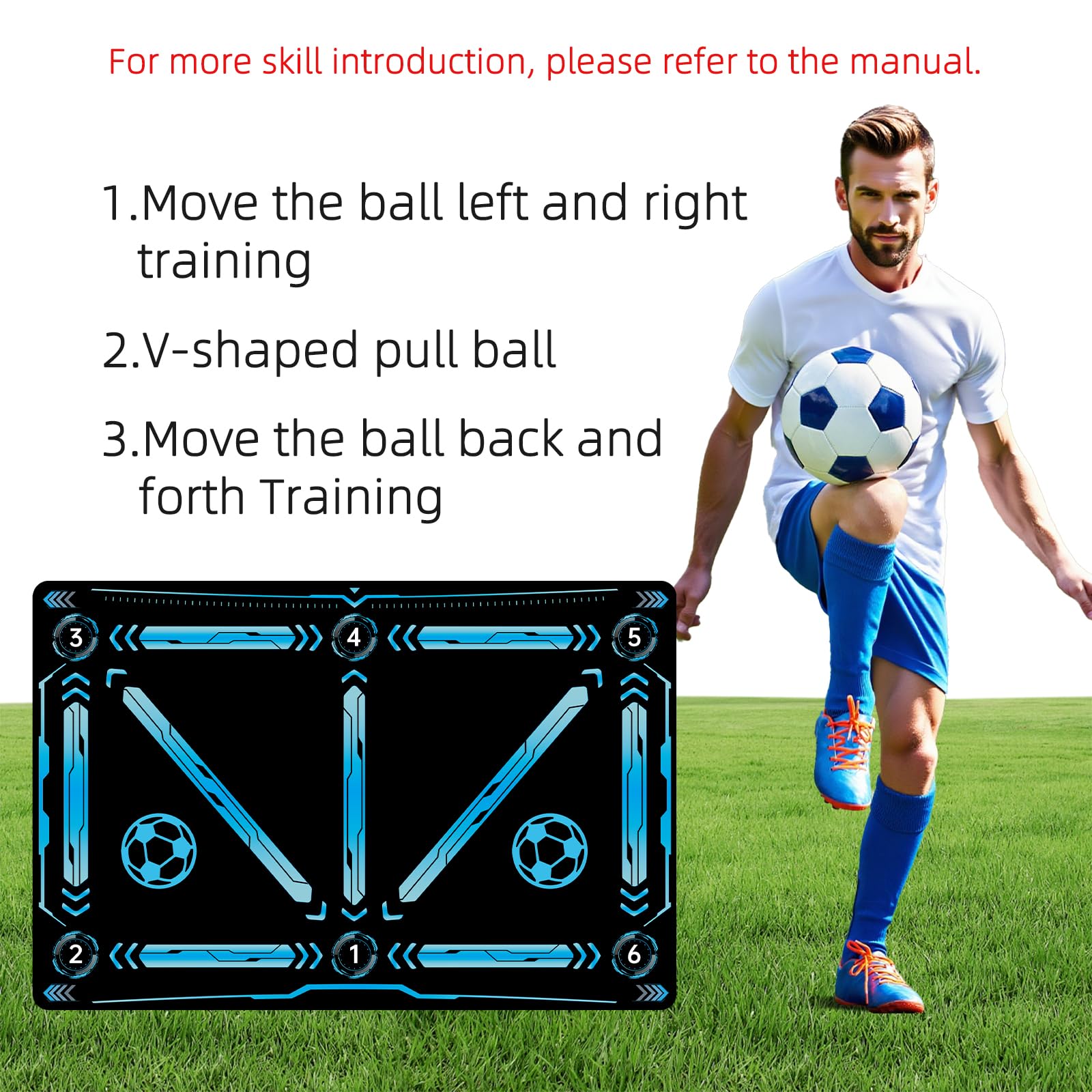 Soccer Training Mat, Soccer Training Equipment Includes Premium Anti-Slip Soccer Socks Improve Agility and Coordination,Anti-Slip Silent Absorption Football Footwork Mat