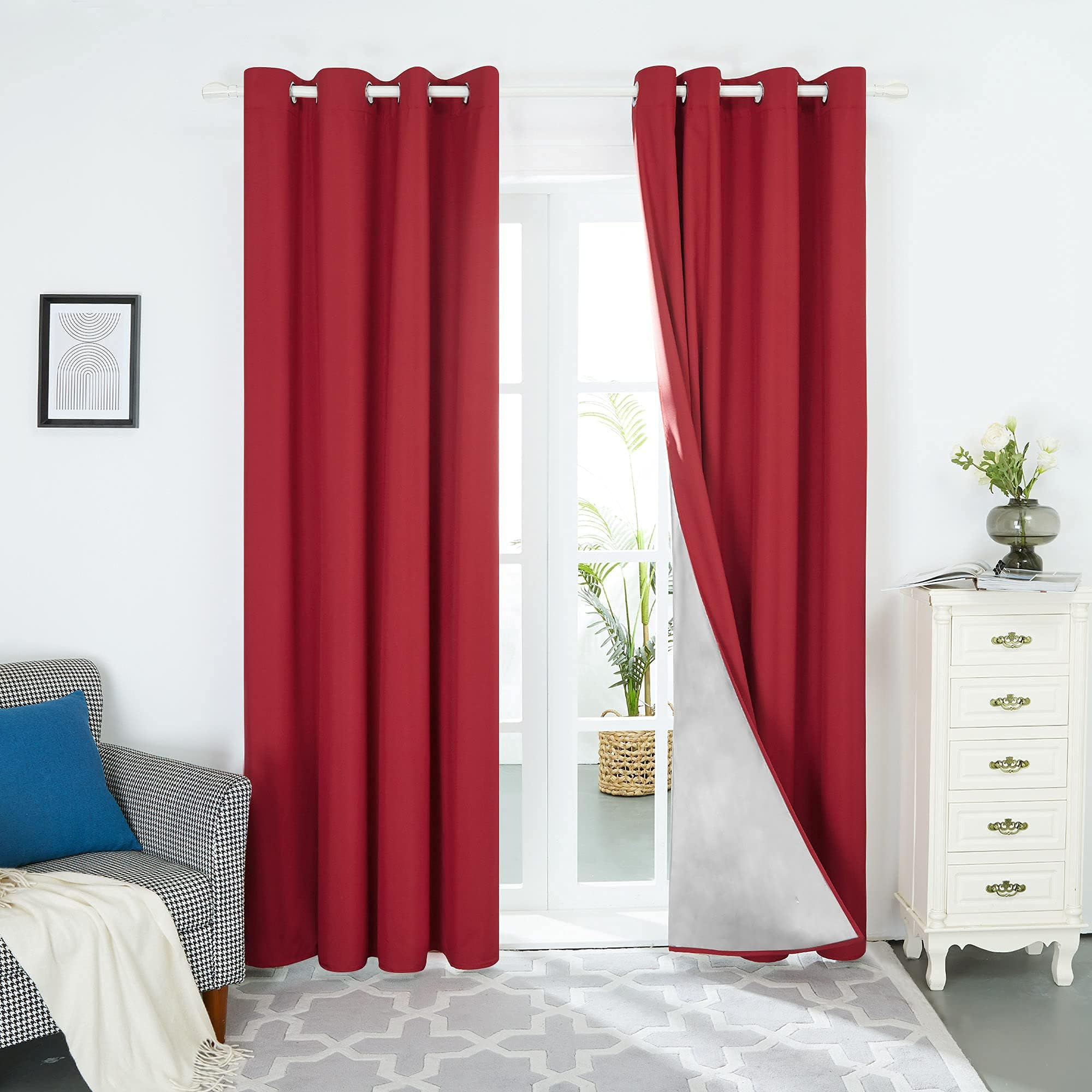 Lot De 2 Rideaux Occultants Thermiques 3D Chat Porte-Bonheur - 200x200 Cm - Isolation Chaleur Froid Bruit Chambre Enfant Salon