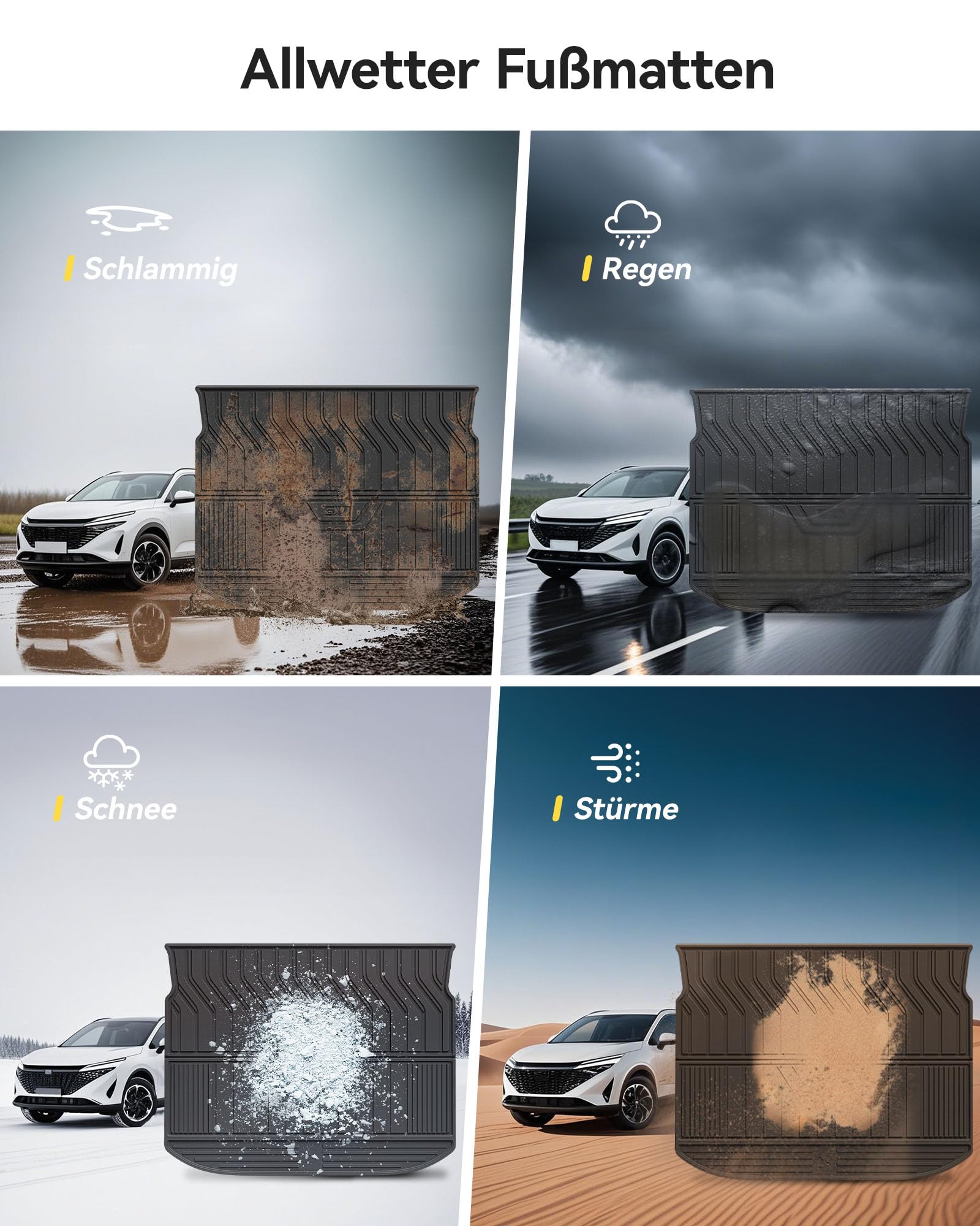3W Kofferraumwanne für Nissan Qashqai J12 2021-2026 | TPE Thorex™ Allwetter | 3D Maßgeschneiderte Passform | Hundefreundlich Auto Zubehör | Wasserdicht & Kratzfest | Antirutsch