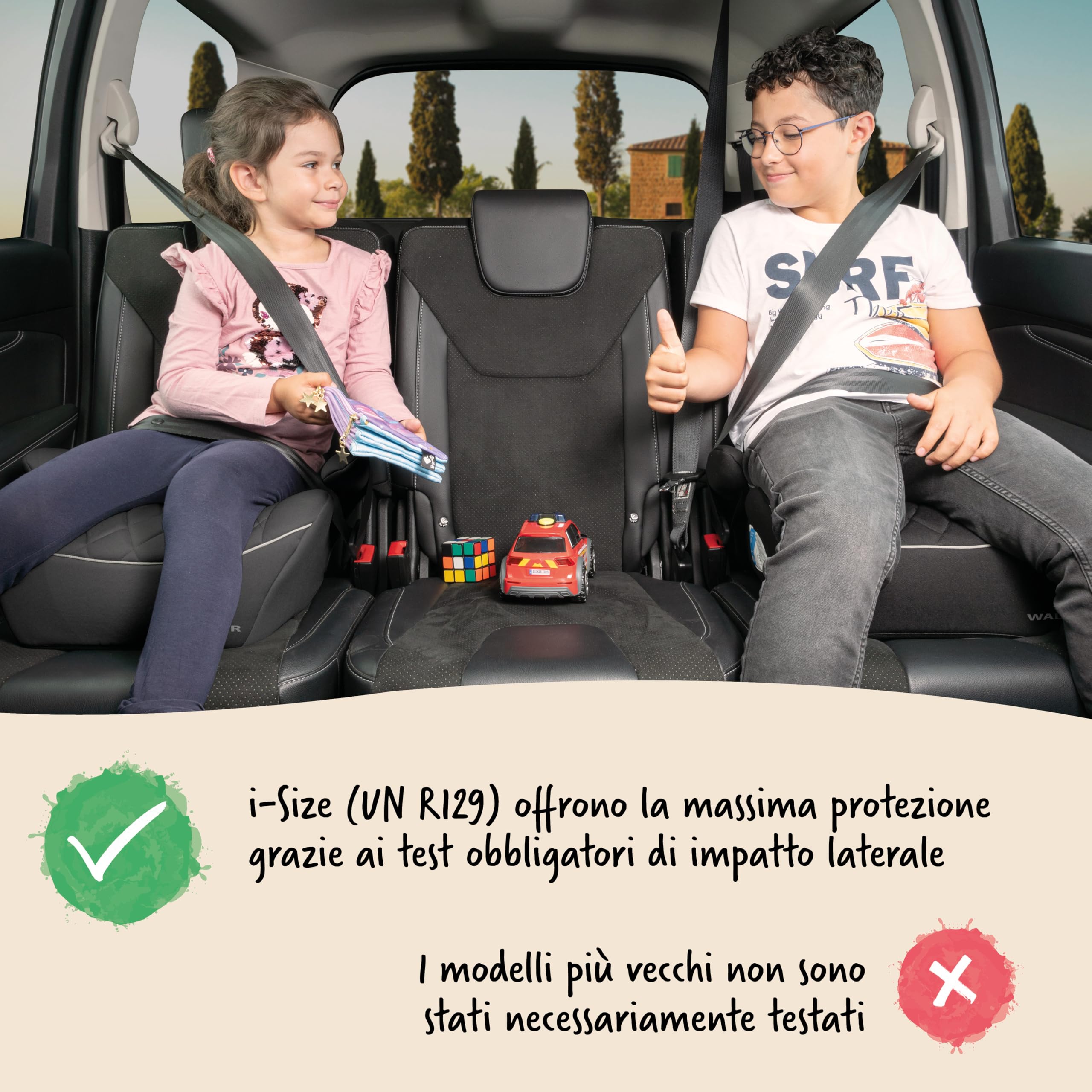 WALSER Premium seggiolino auto per bambini, seggiolino auto Andy 125-150 cm, sedile veicolo per bambini ultima norma 2024 ECE R 129 grigio