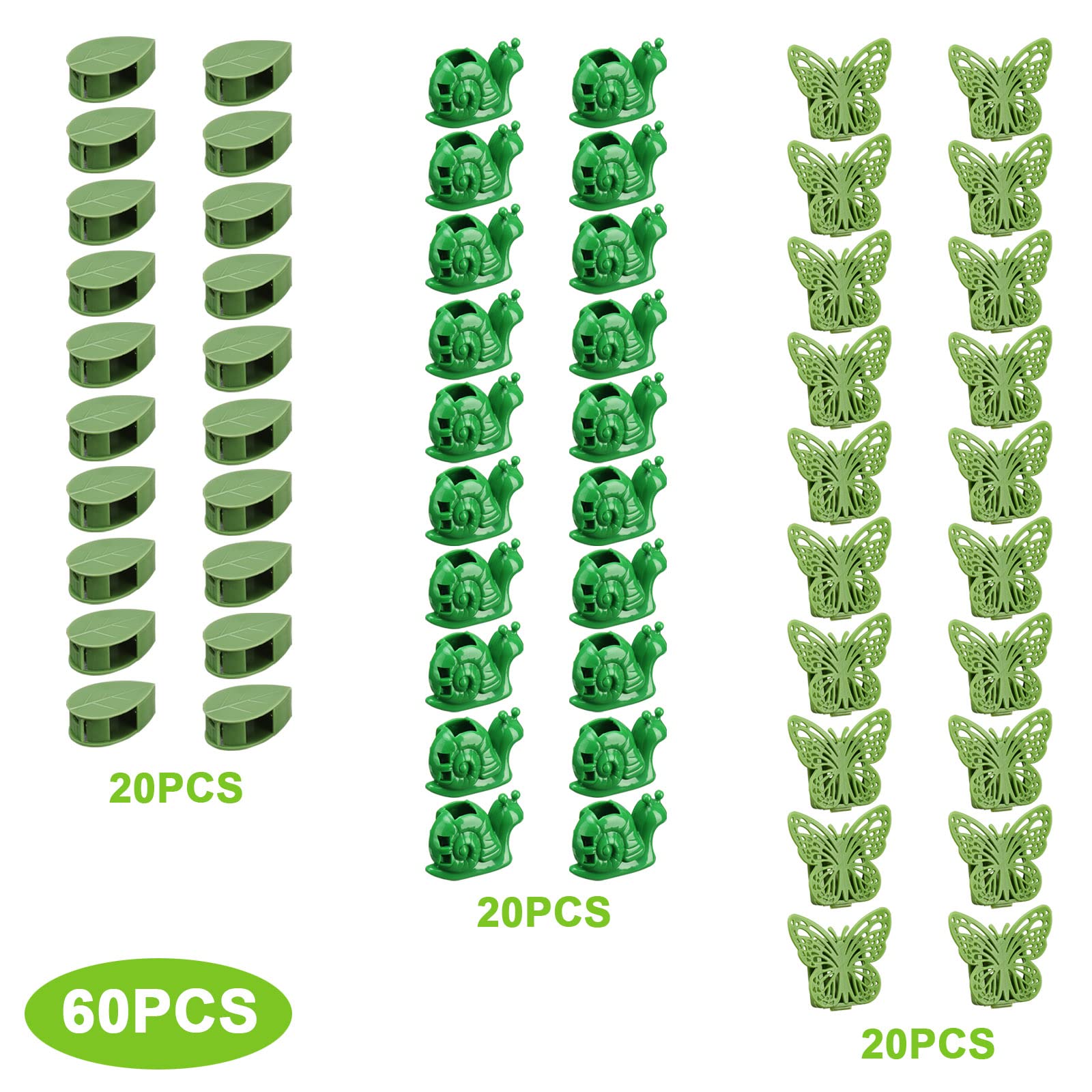 60 Clip Per Piante Rampicanti (30 Grandi + 30 Piccole) | Morsetti In Plastica Per Sostenere Fiori, Ortaggi, Viti | Adesivi Per Pareti | Verde - 4