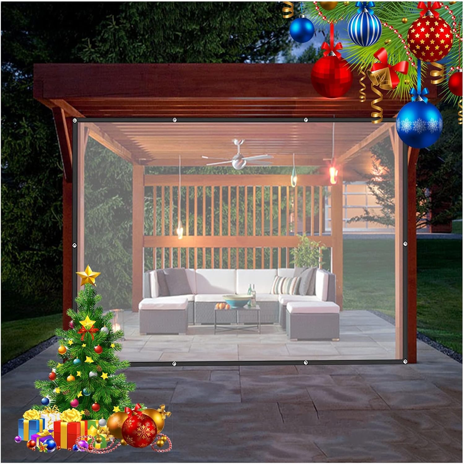 Amazon.com: YOLTEC Outdoor PVC Curtain Gazebo Side Panels Clear Tarp ...