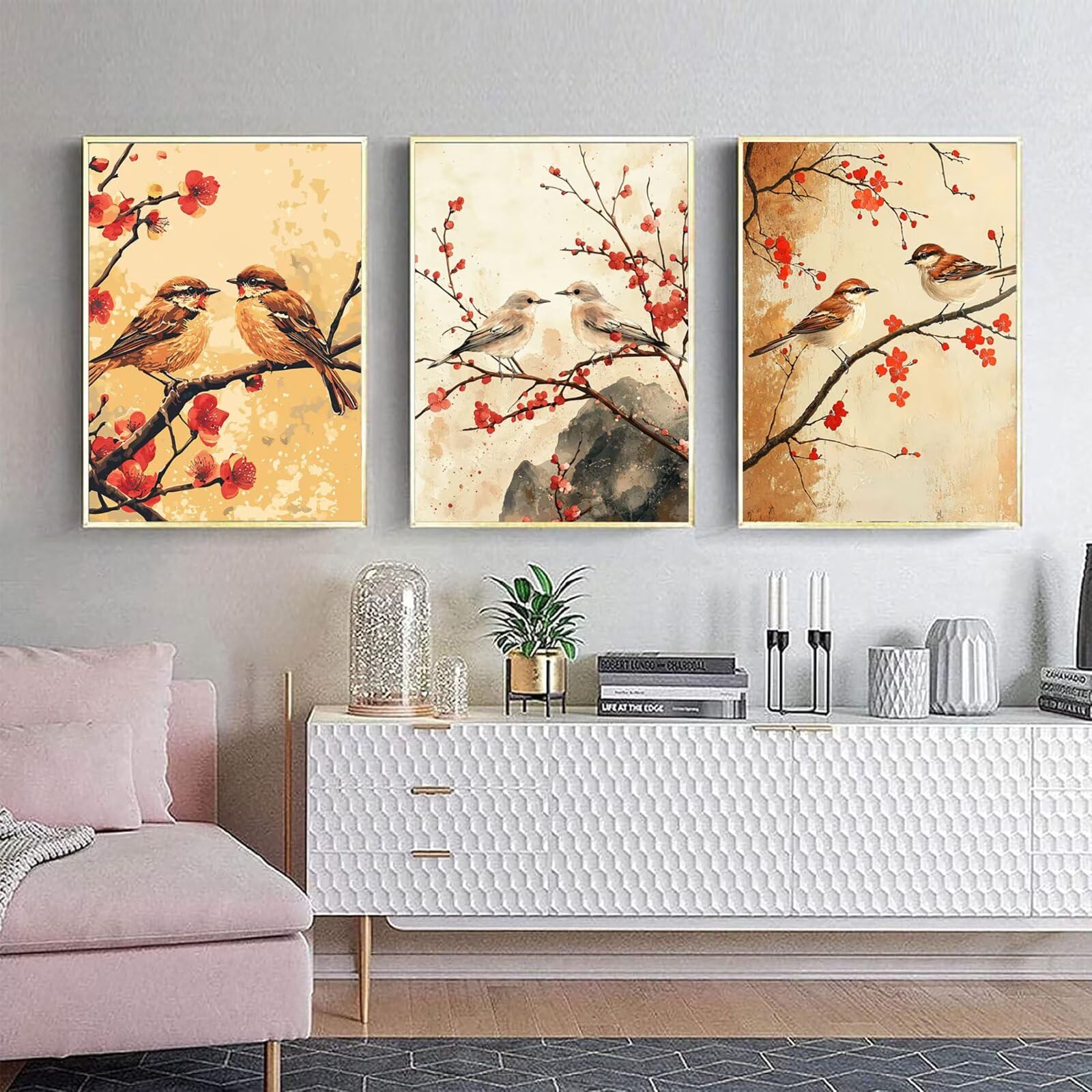 Generico Cnyaunfi 3 Pezzi Animali Pittura Diamante Fai-Da-Te, 5D Beige Diamond Painting Kit Completo per Hobby Creativi Adulti, Per La Decorazione Della Parete Di Casa 60x80cm YF-3551