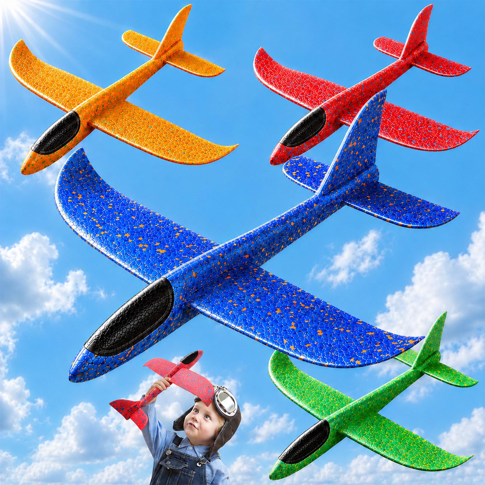 PATRICHOR Styroporflieger Extra Groß, Wurfgleiter für Kinder, Segelflugzeug Spielzeug