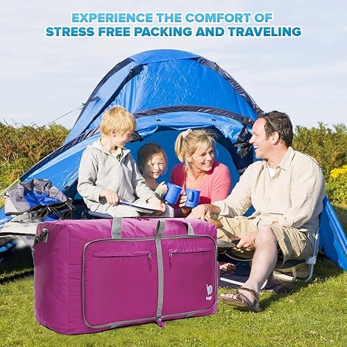 Miniatura 7 de Bago Bolsa de viaje para hombre y mujer, ligera, plegable, bolsa de lona para equipaje de 15.85 gal, 21.13 gal, y 26.42 gal (60 L, 80 L y 100 L)