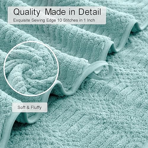 Miniatura 9 de Juego de 8 toallas de baño color turquesa de gran tamaño, 2 toallas de baño extragrandes, 2 toallas de mano, 4 toallas pequeñas, 600GSM, suaves,