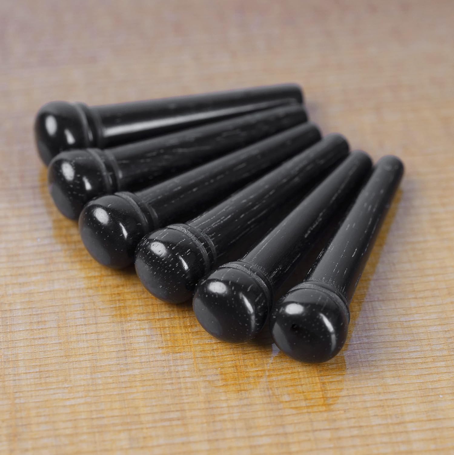 Waverly Ebony Guitar Bridge Pins, Unslotted, Set of 6