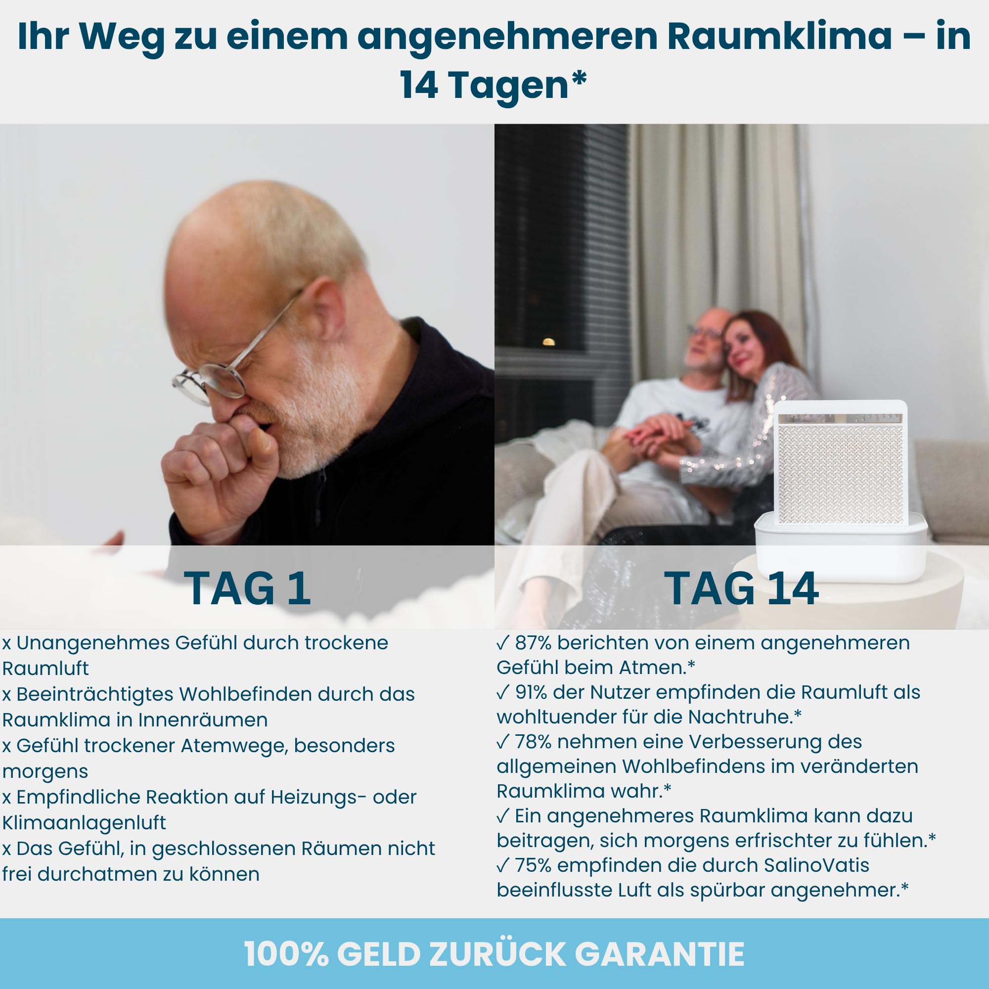 Mini-Saline Vita – Stylischer Salzluft-Befeuchter für Zuhause, gesundes Raumklima, natürliche Meeresbrise, leise & energiesparend (Kreide) - Made in Germany