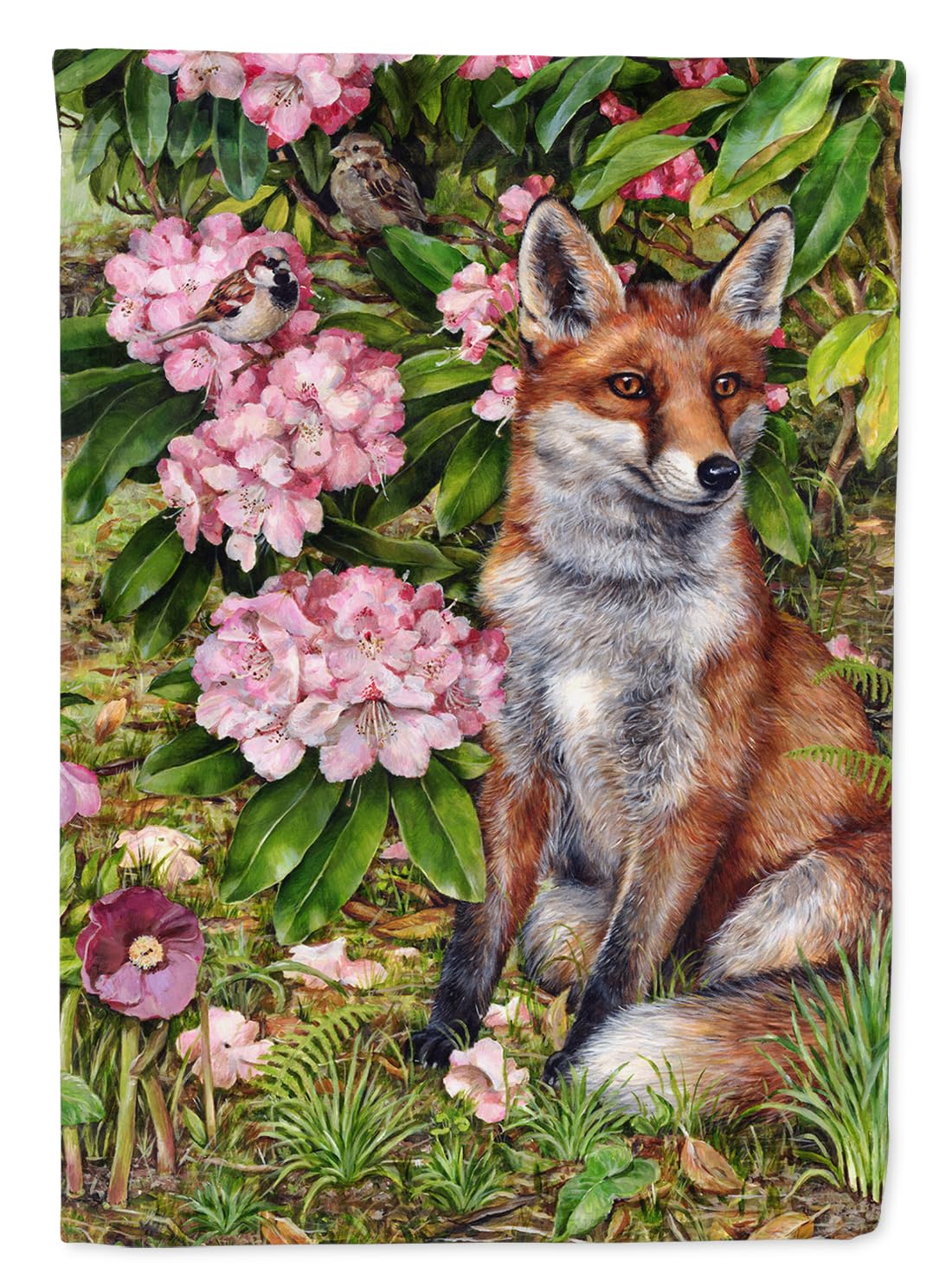 Caroline's Treasures CDCO0442GF Fox Waiting in Flowers Flag Garden Size , Small, multicolor