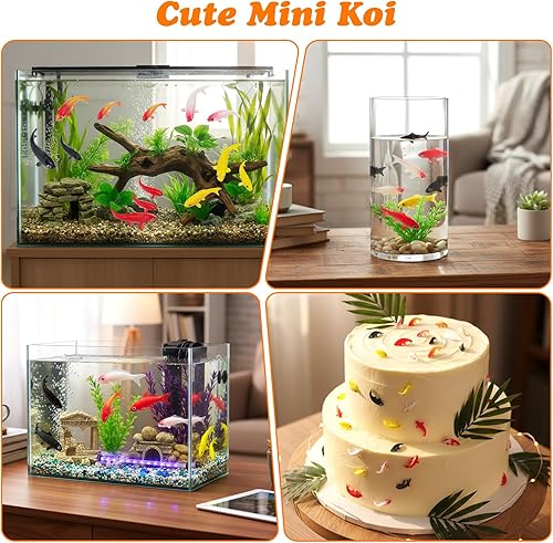 Miniatura 5 de 30 PCS Mini Fish, Plastic Small Fake Fish, Mini Koi Fishes Models, Tiny Koi Fishes Figurines for Fairy Garden, Resin Projects, Cake Decoration and