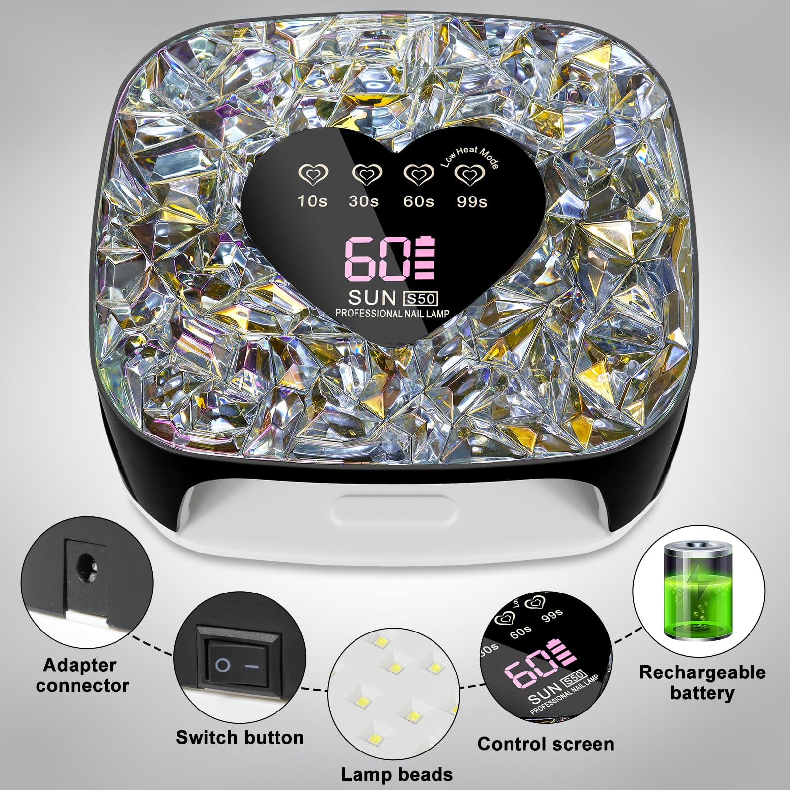 Amazon.co.jp: コードレス UV LED ネイルランプ 充電式 UV ネイル